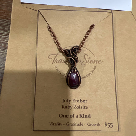July Ember - Ruby Zoisite Keepsake Pendant