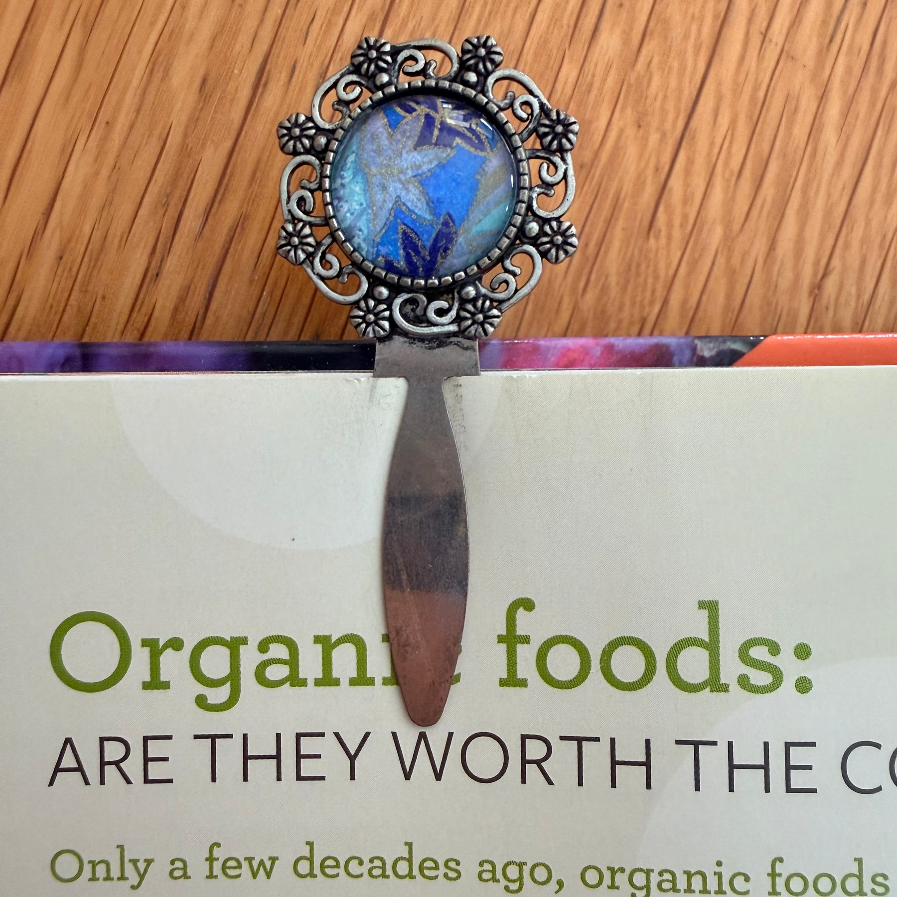 Antique Silver Vintage WASHI Cabochon Bookmark
