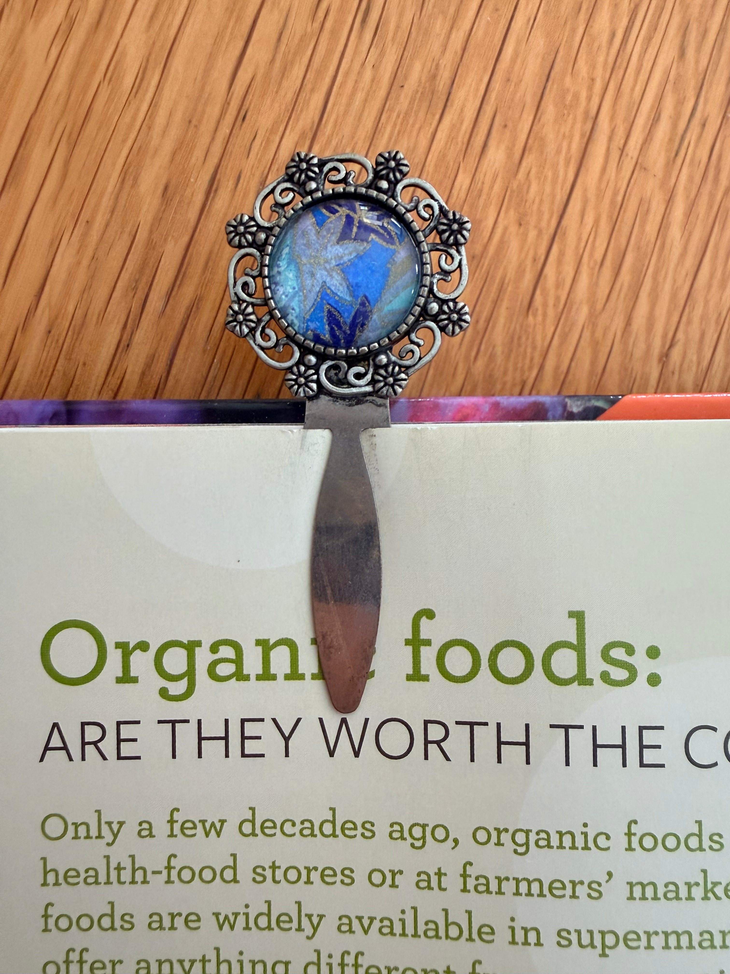 Antique Silver Vintage WASHI Cabochon Bookmark