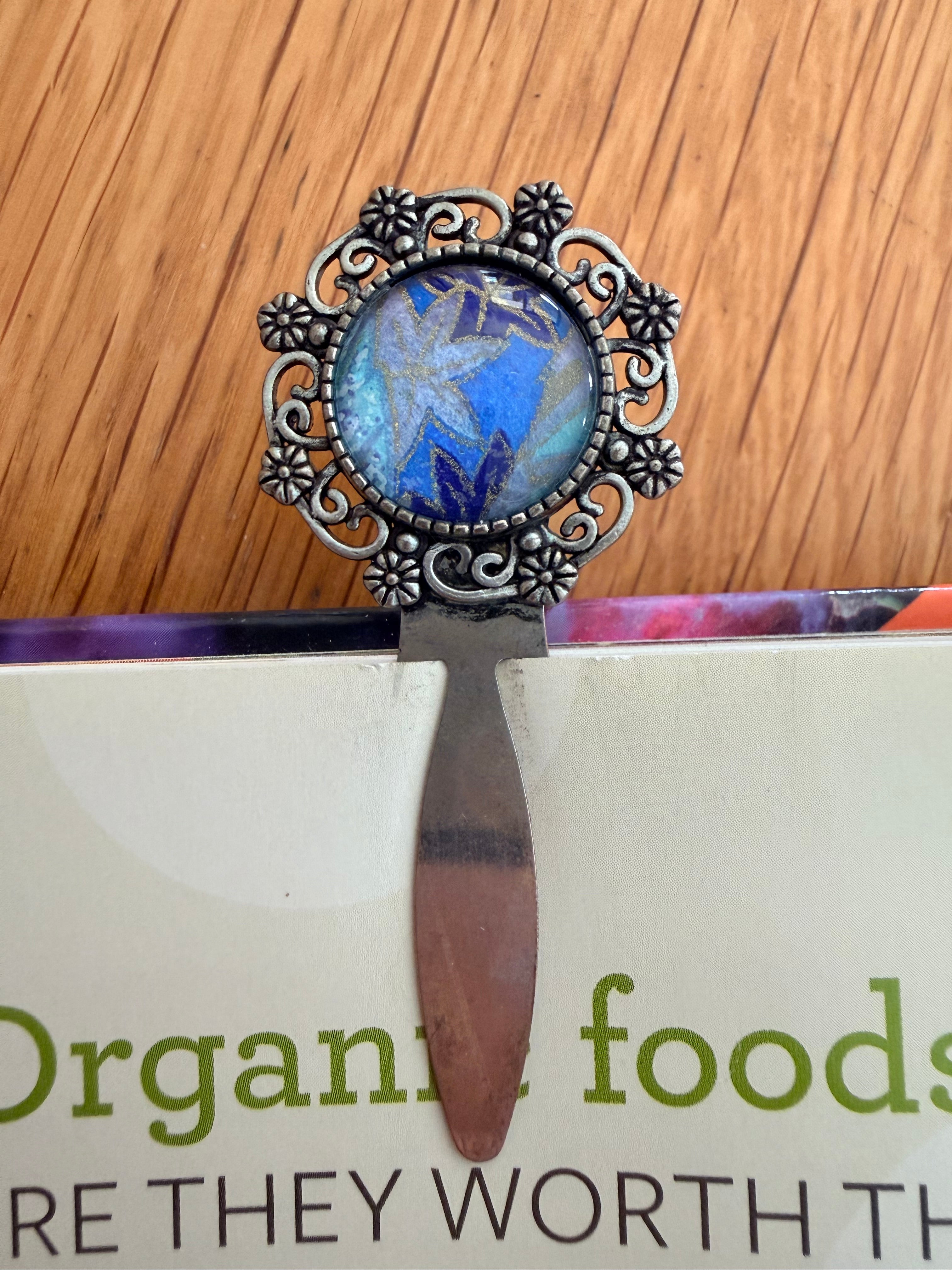 Antique Silver Vintage WASHI Cabochon Bookmark