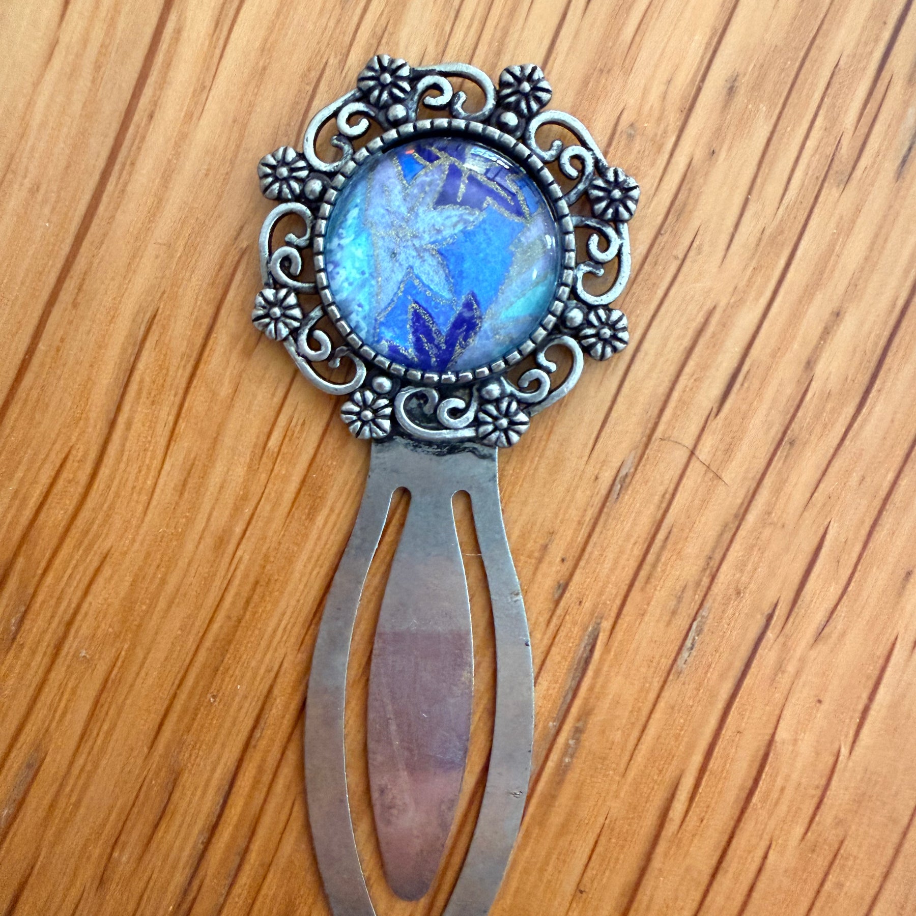 Antique Silver Vintage WASHI Cabochon Bookmark