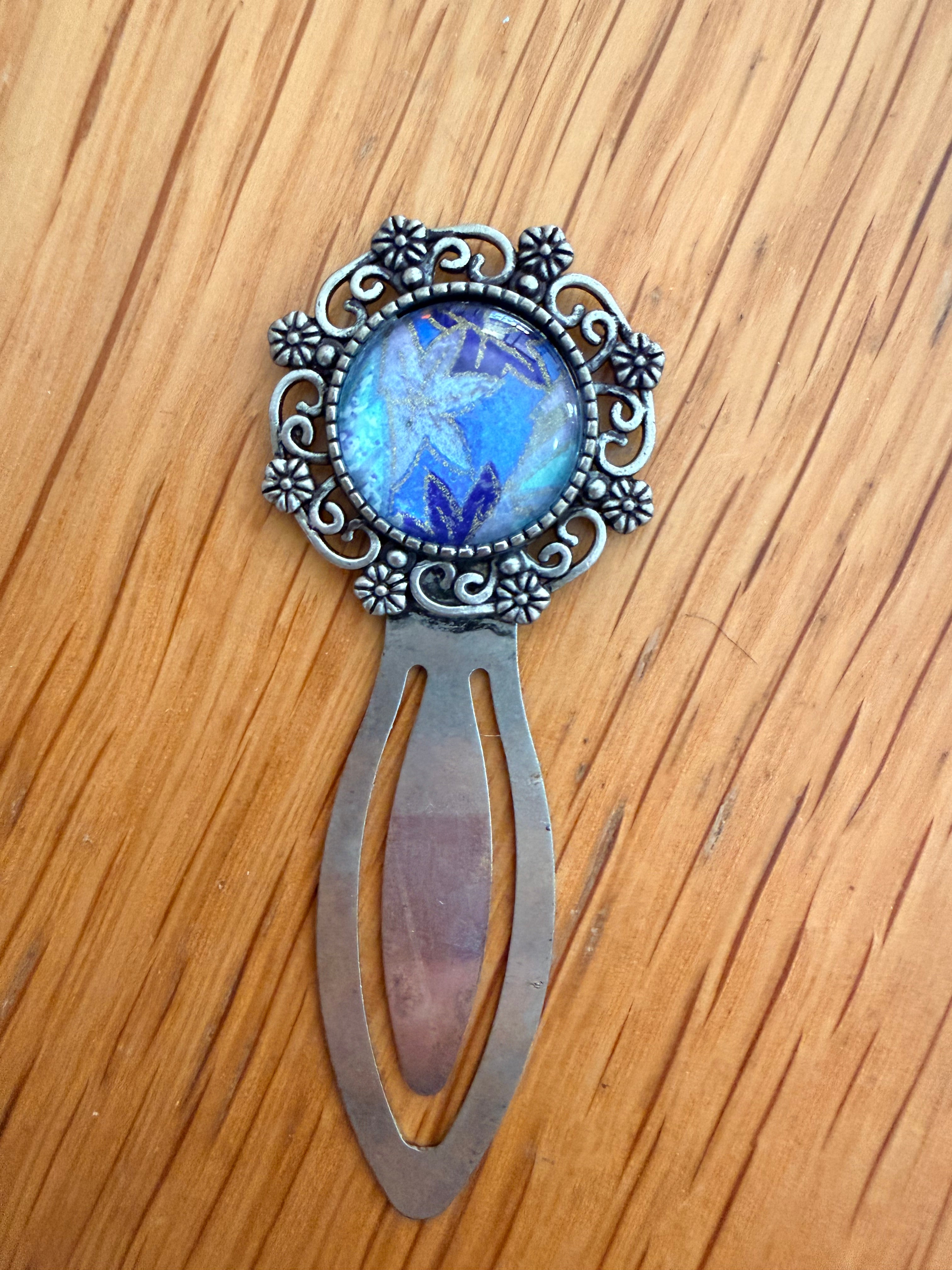 Antique Silver Vintage WASHI Cabochon Bookmark