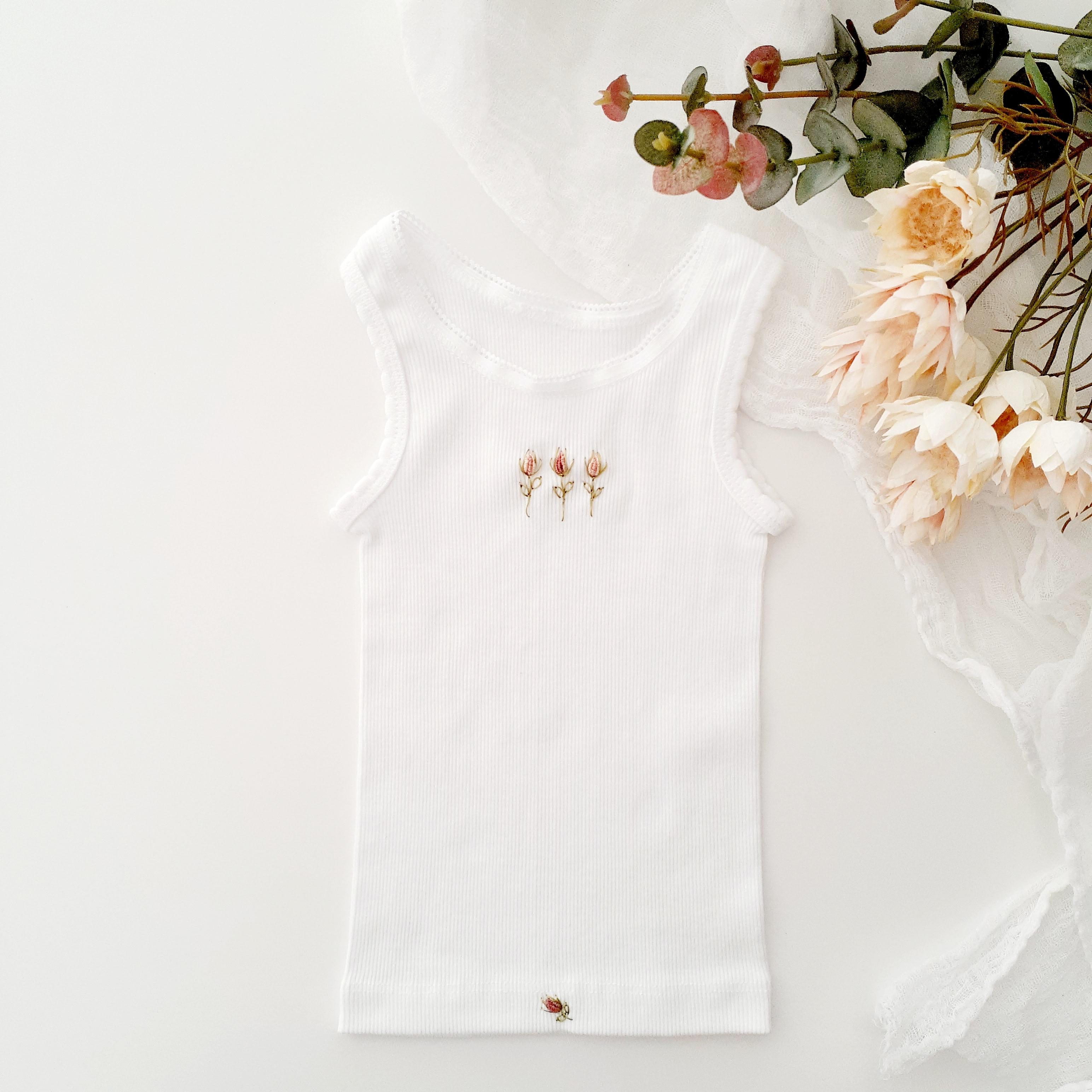 Newborn Cotton Baby Singlet, Hand Embroidered Bees, Baby Boy Gift
