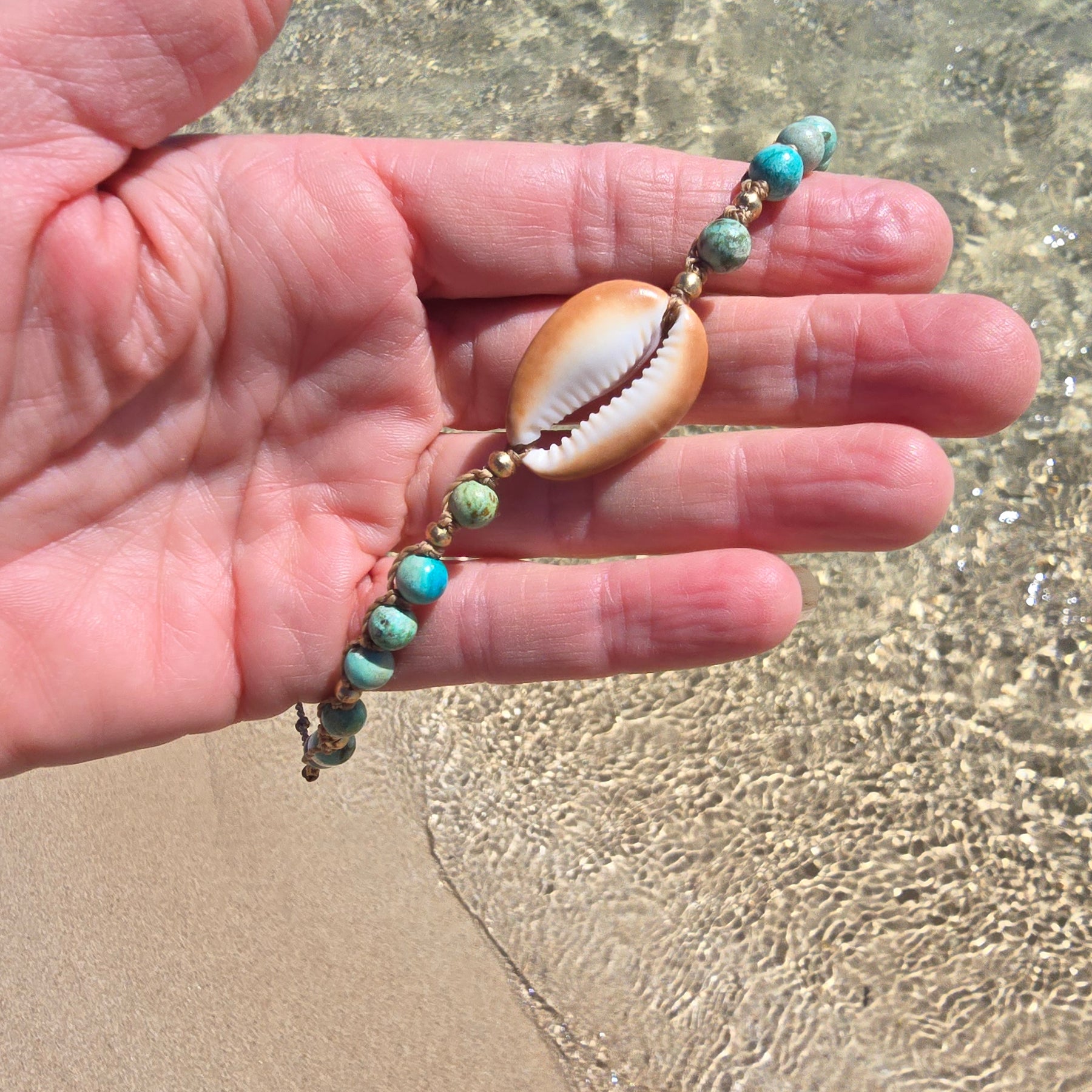 Cowrie Necklace with Peruvian Turquoise