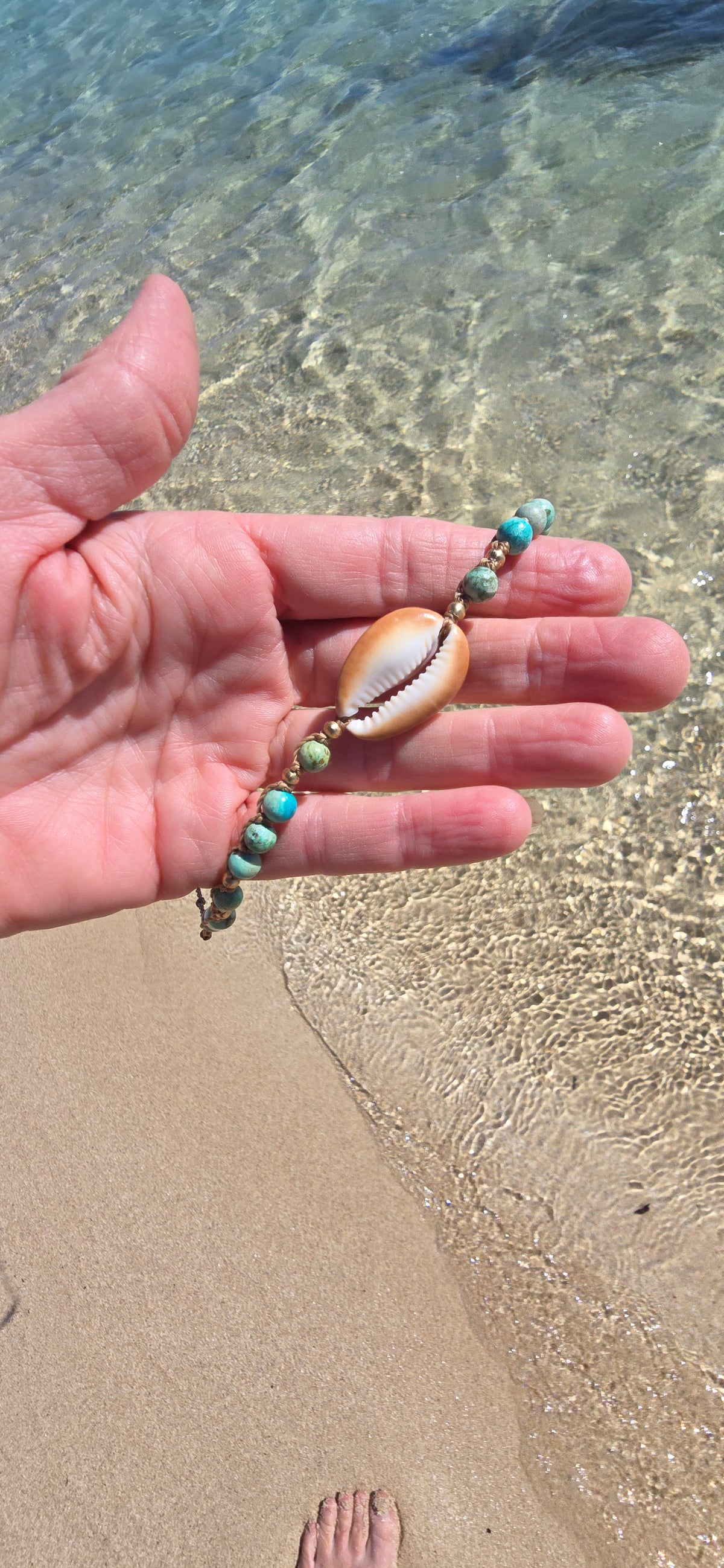 Cowrie Necklace with Peruvian Turquoise