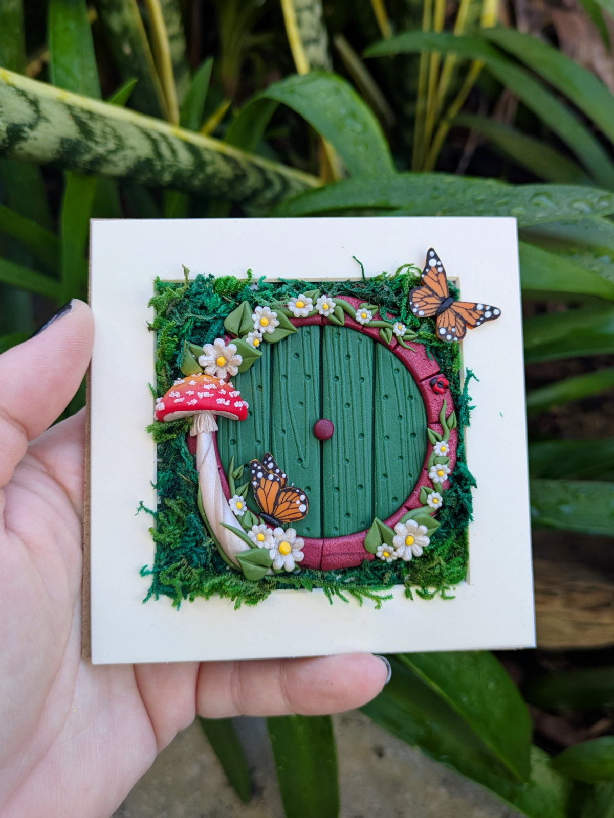 Hobbit Style Fairy Door Shadow Box – Monarch Butterfly Edition