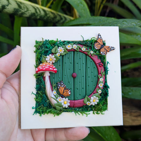 Hobbit Style Fairy Door Shadow Box – Monarch Butterfly Edition