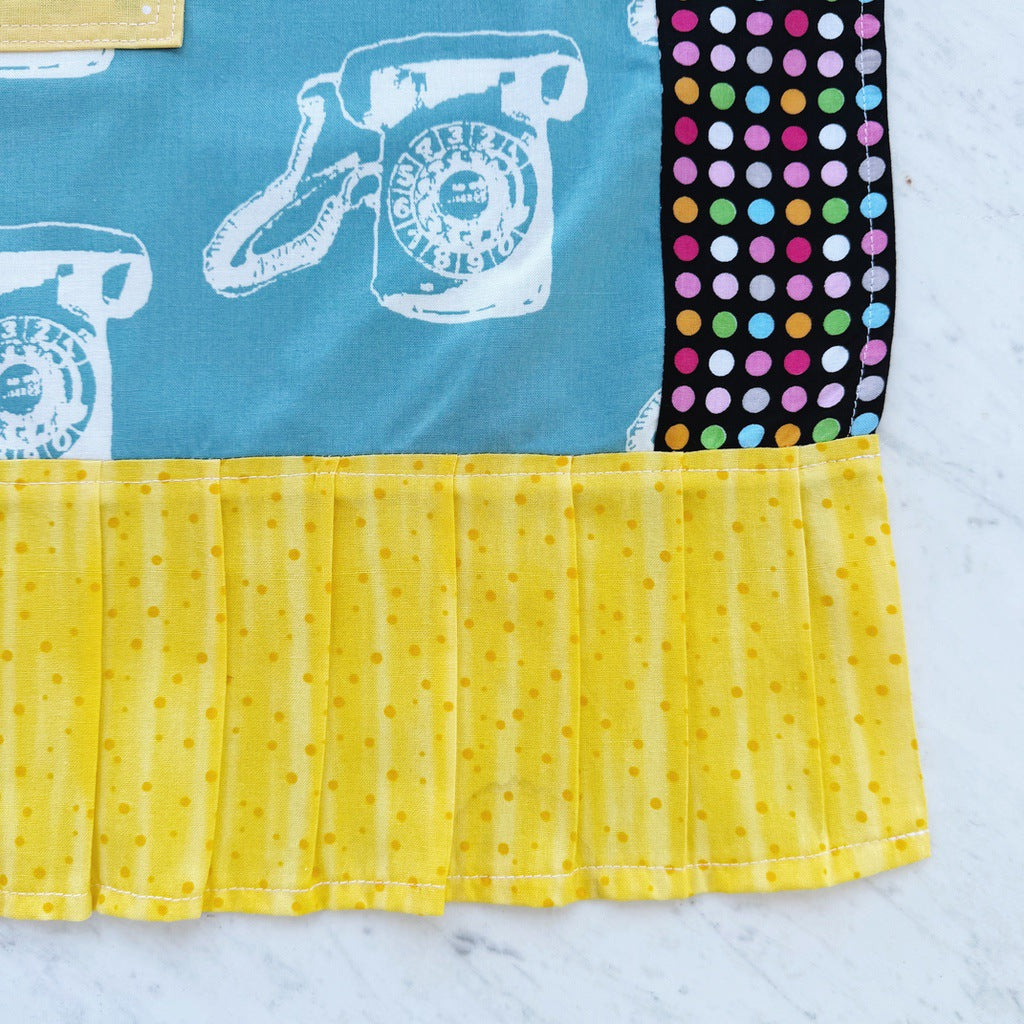 Retro telephones pinafore ladies apron with pocket.