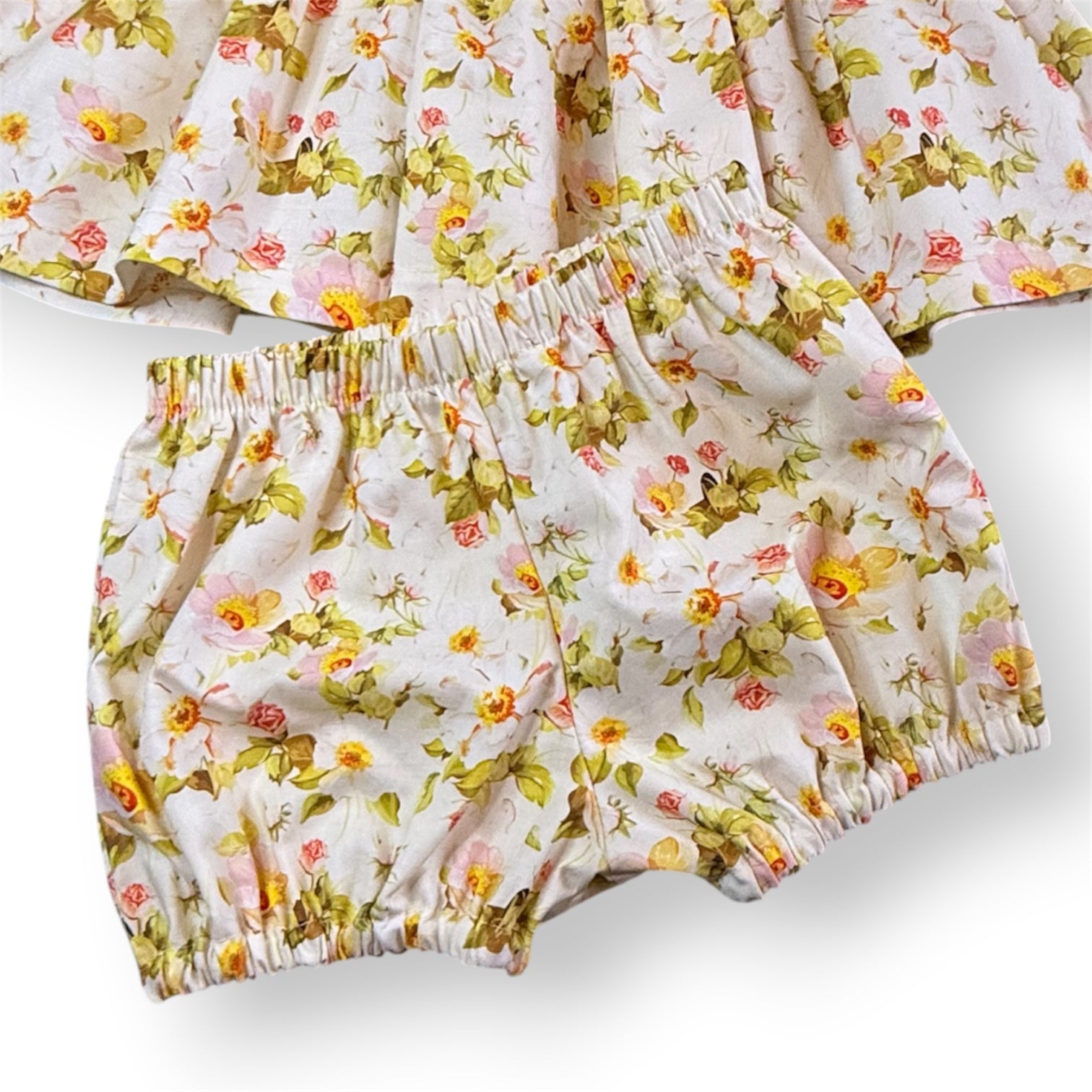 Size 1 Lemon Camellia Floral Baby Dress Set