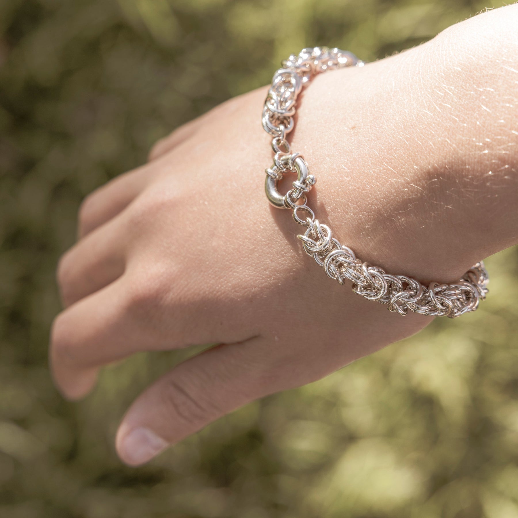 Sterling Silver Byzantine Bracelet 19cm