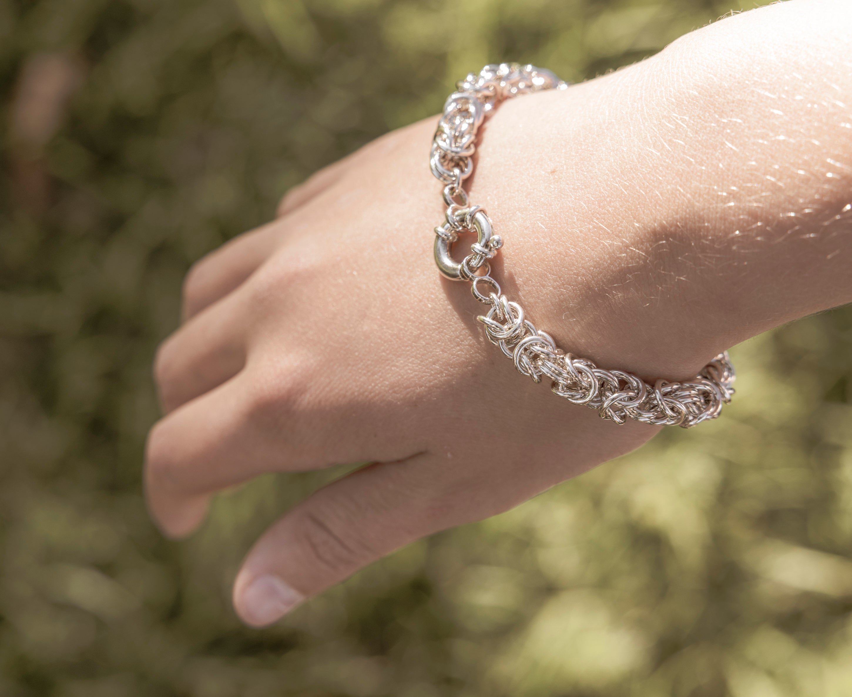 Sterling Silver Byzantine Bracelet 19cm