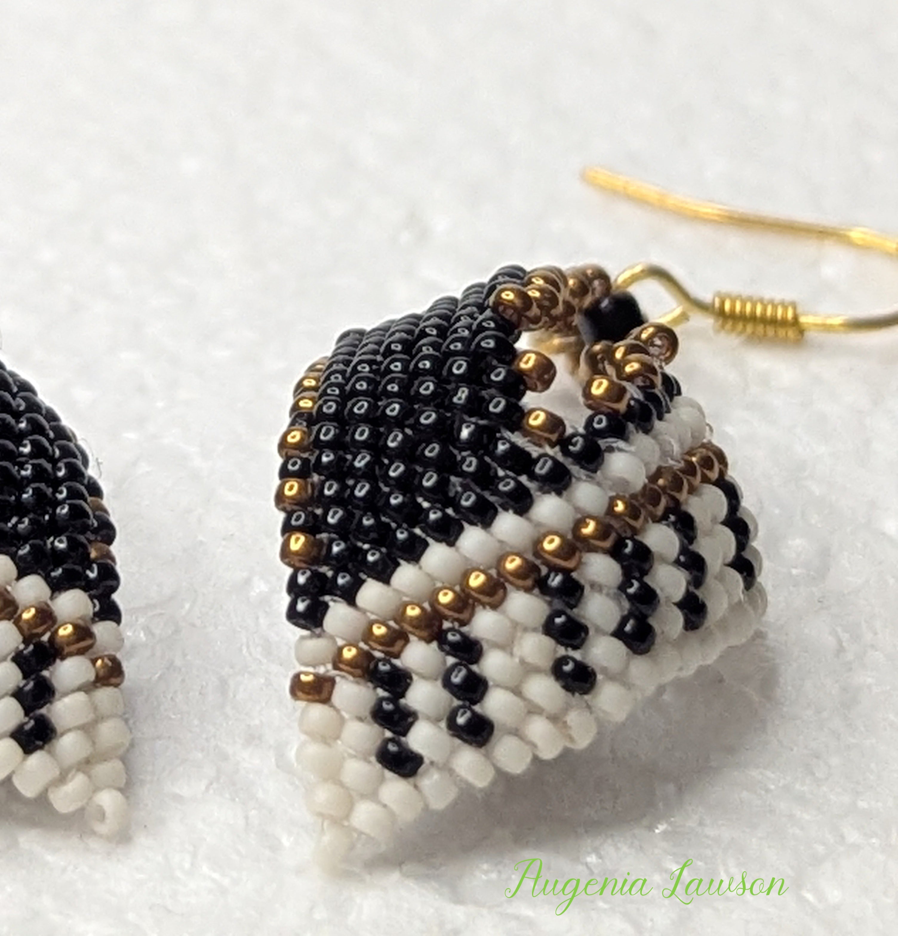 Piano Style Beaded Earrings – Handmade Seed Bead Weaving