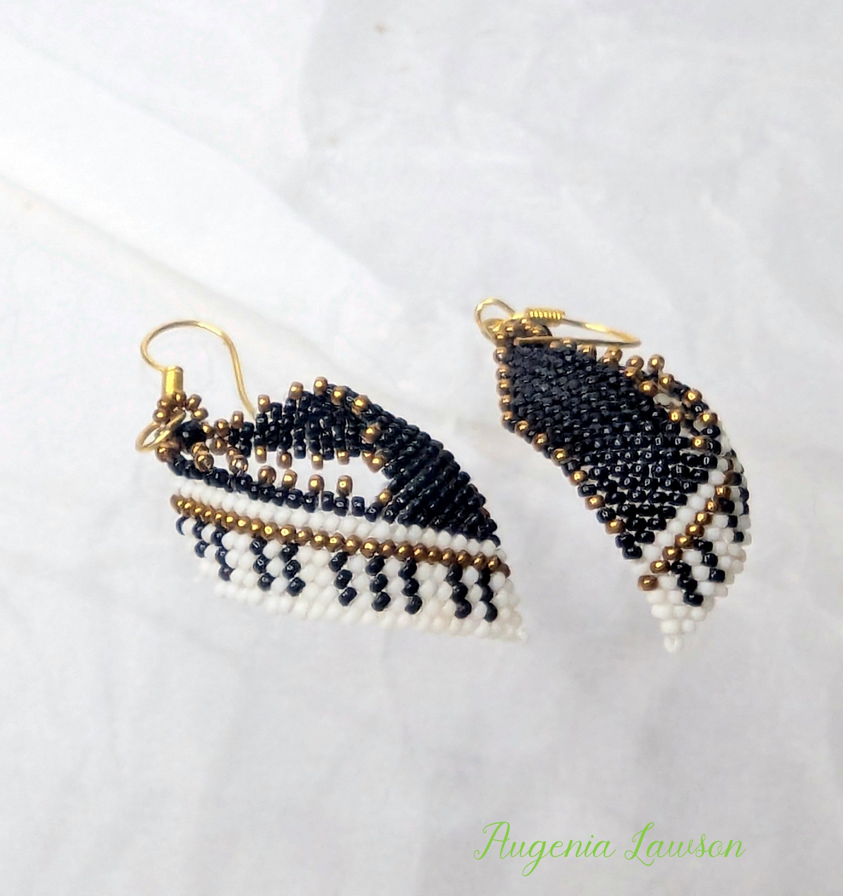 Piano Style Beaded Earrings – Handmade Seed Bead Weaving