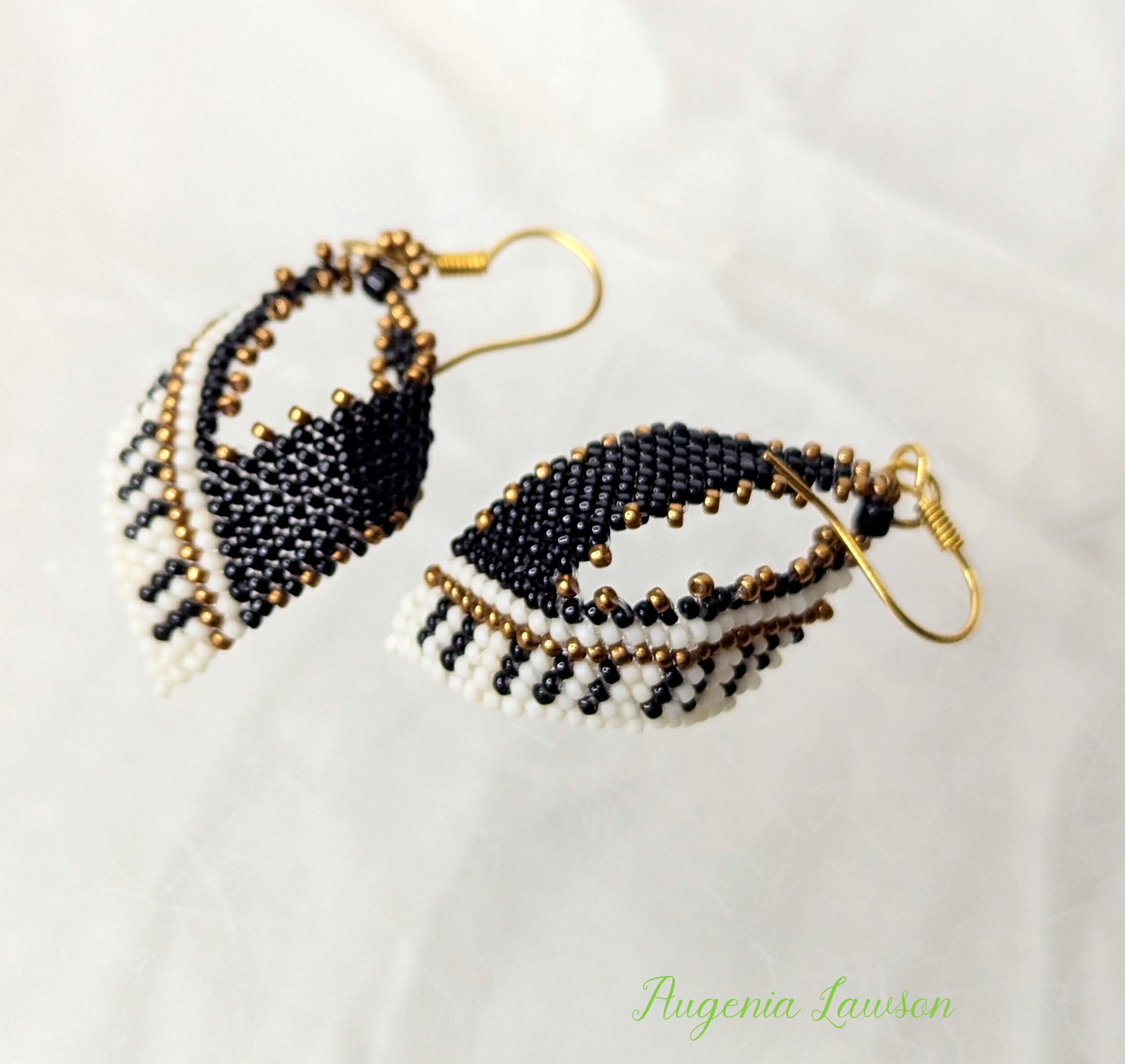 Piano Style Beaded Earrings – Handmade Seed Bead Weaving