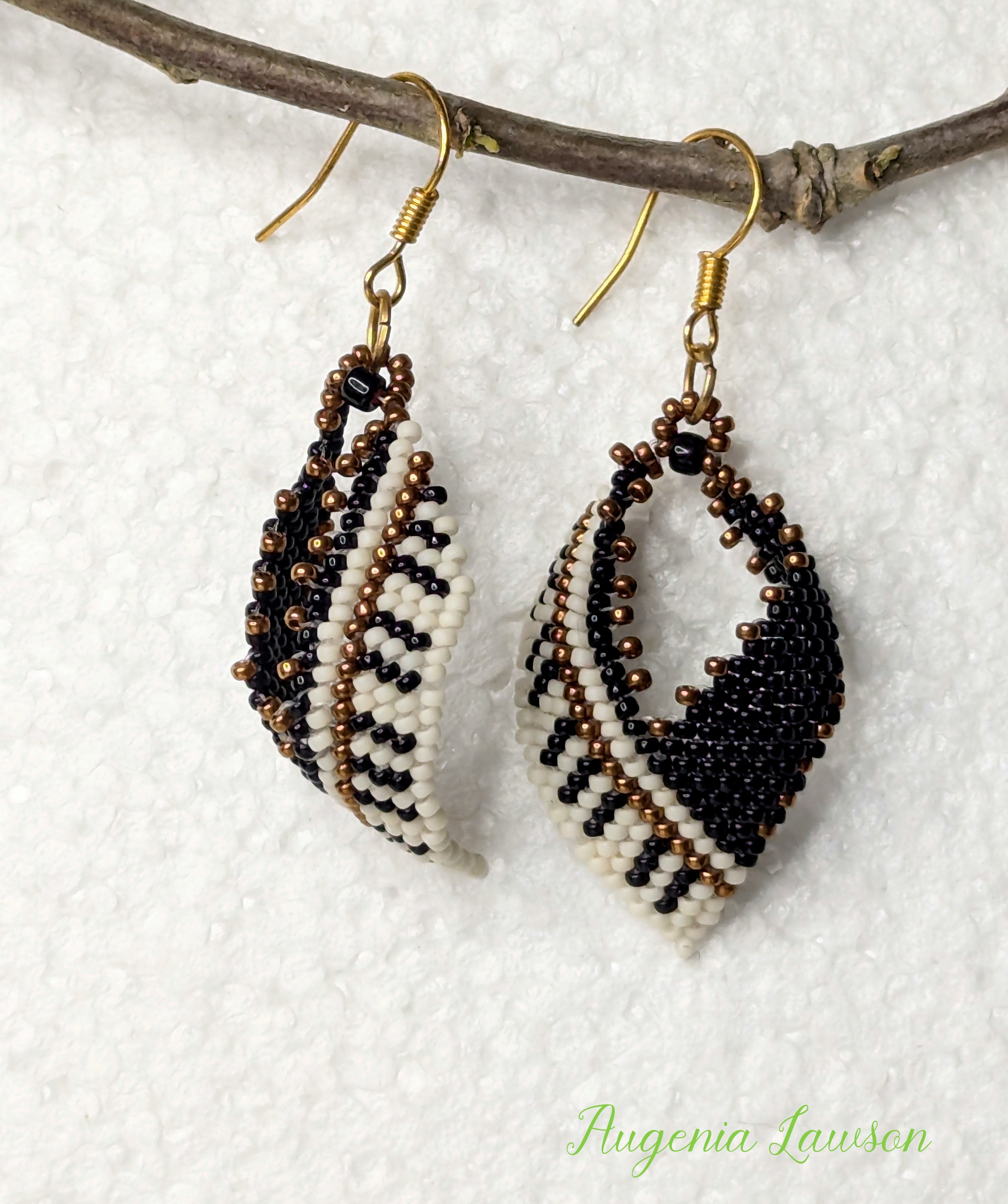 Piano Style Beaded Earrings – Handmade Seed Bead Weaving