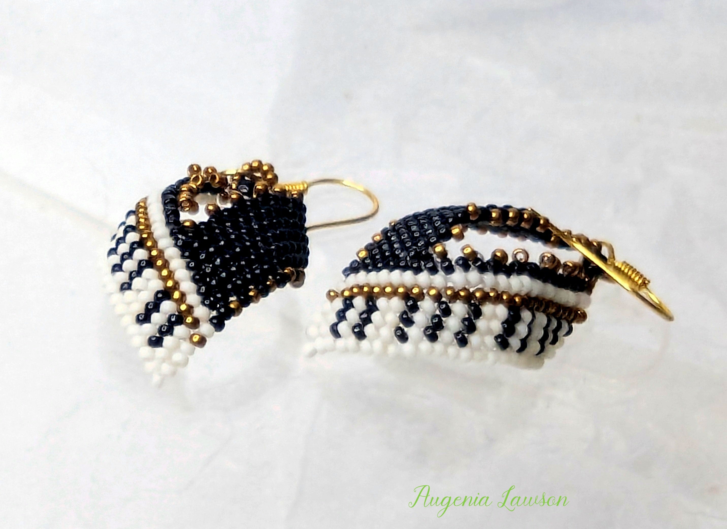 Piano Style Beaded Earrings – Handmade Seed Bead Weaving