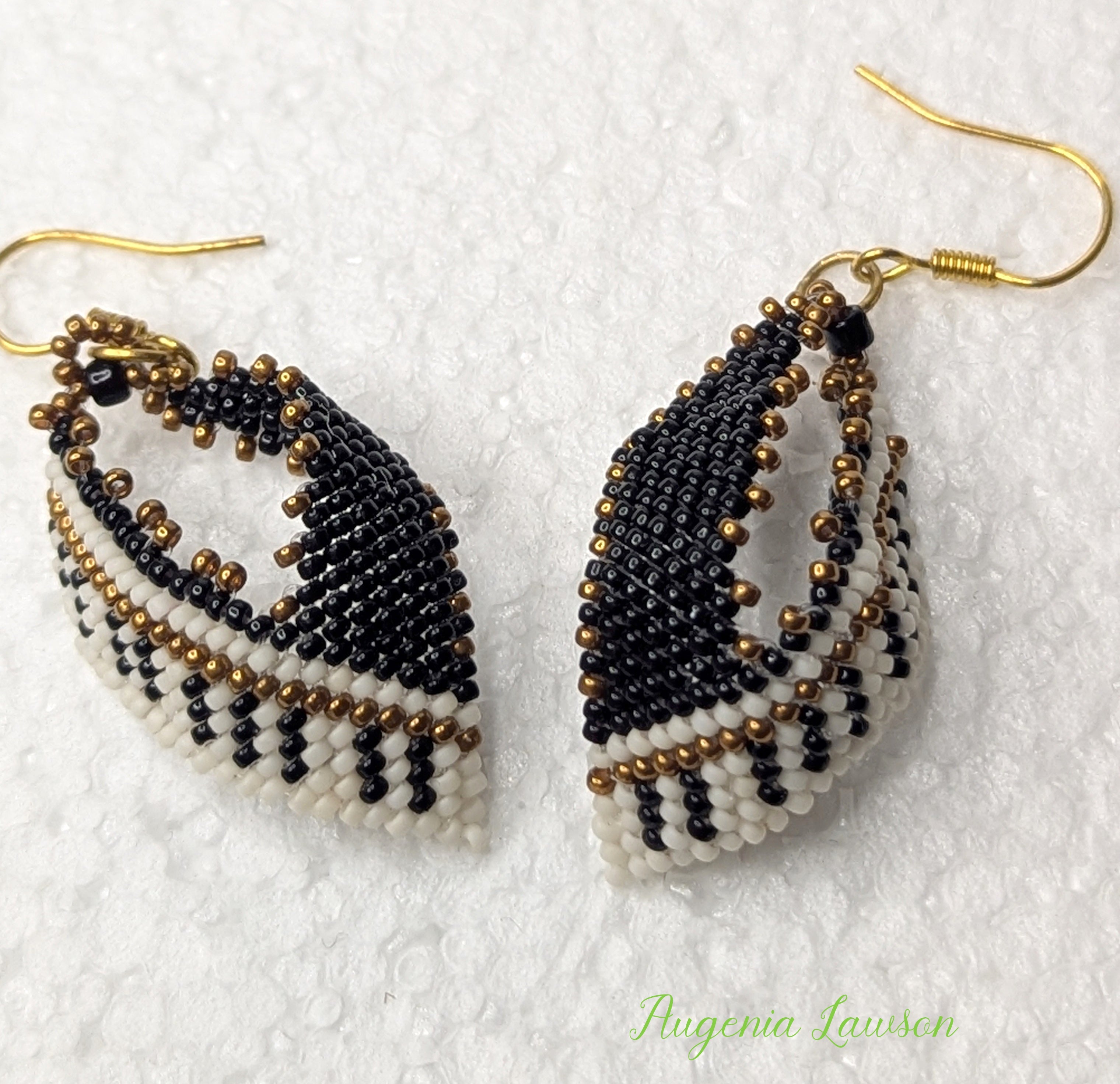 Piano Style Beaded Earrings – Handmade Seed Bead Weaving