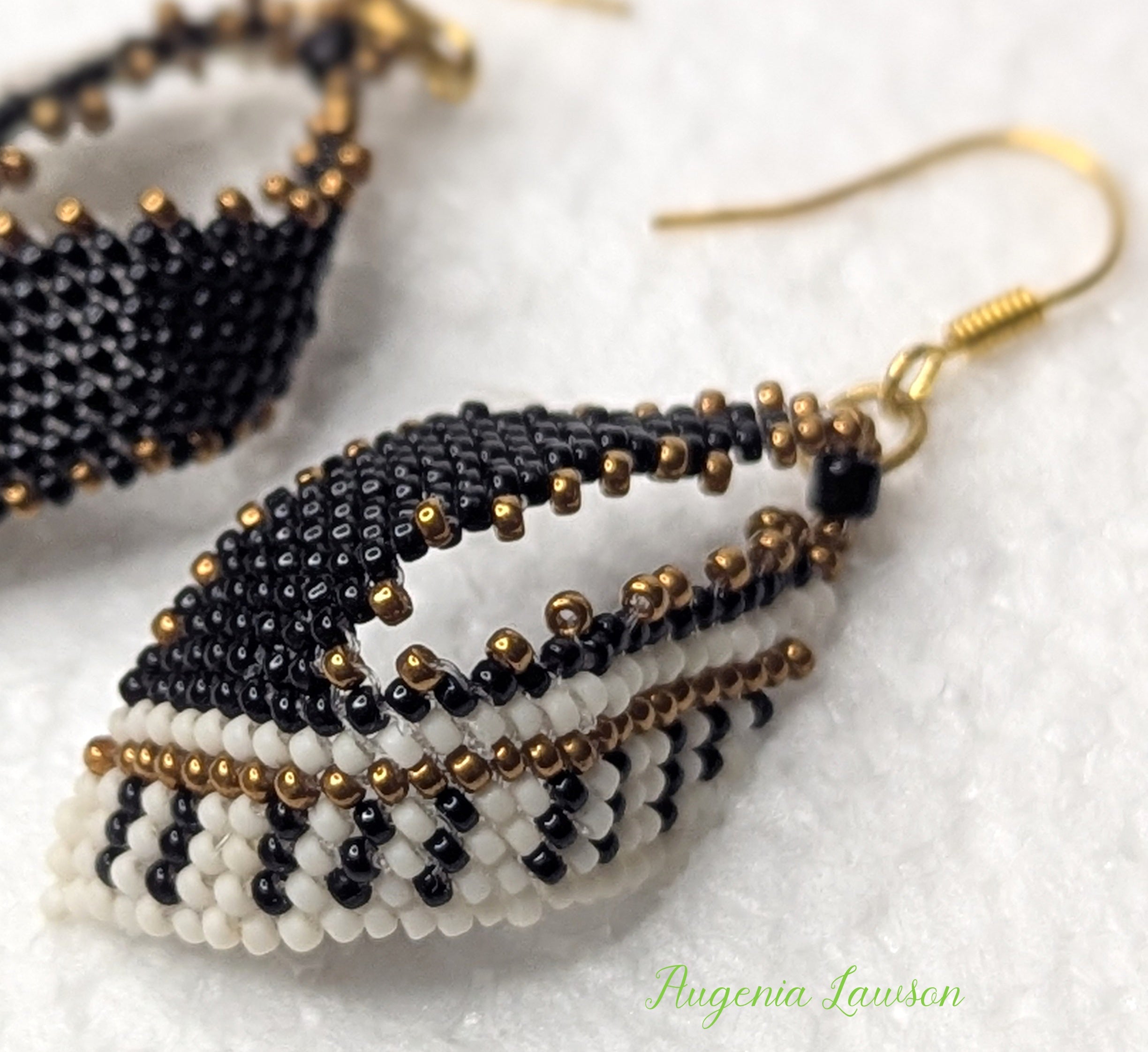 Piano Style Beaded Earrings – Handmade Seed Bead Weaving