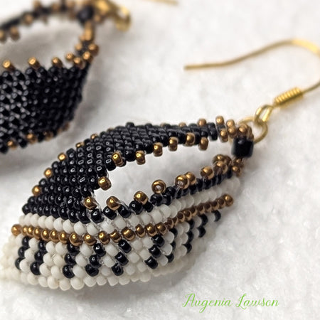 Piano Style Beaded Earrings – Handmade Seed Bead Weaving