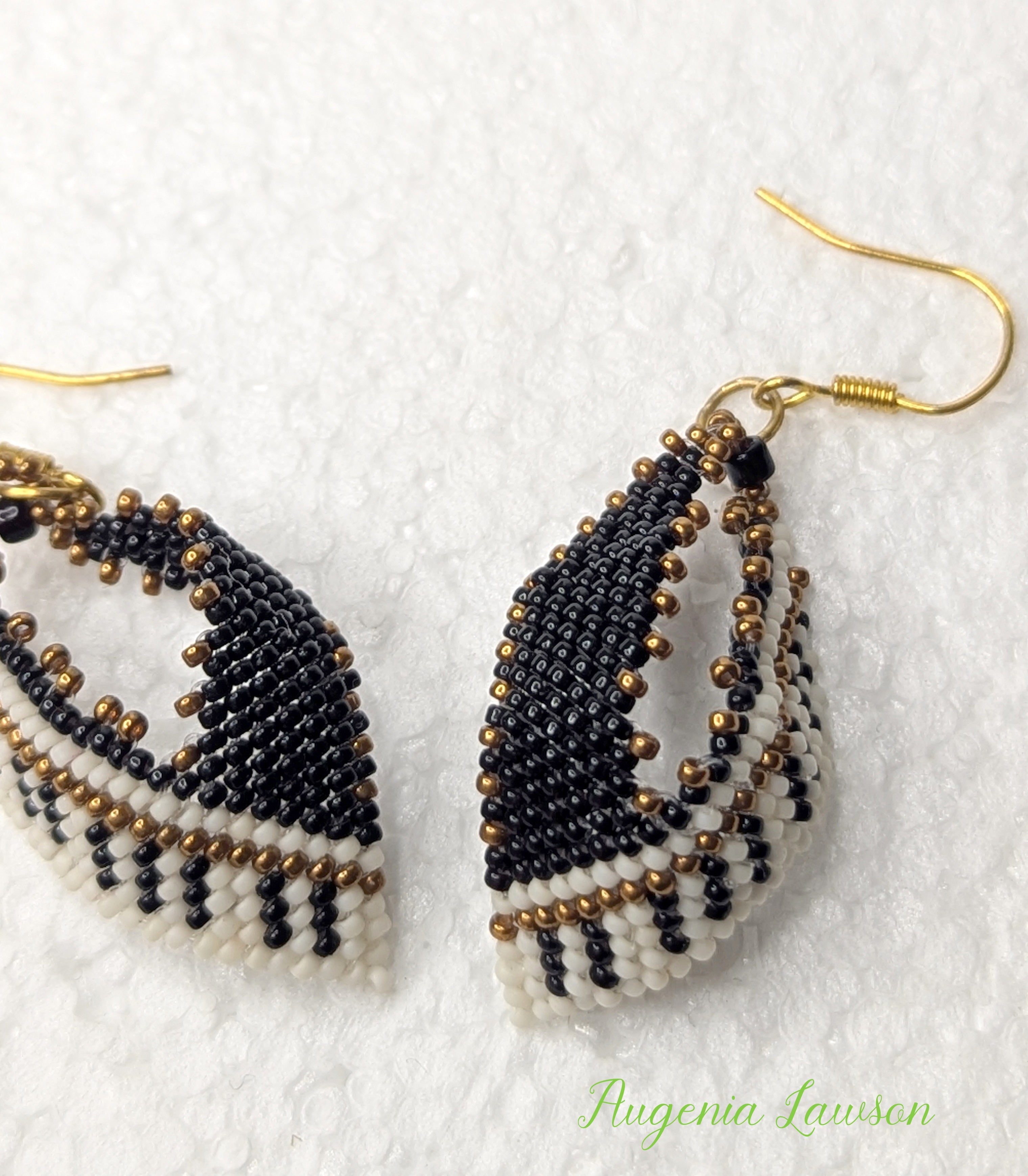 Piano Style Beaded Earrings – Handmade Seed Bead Weaving