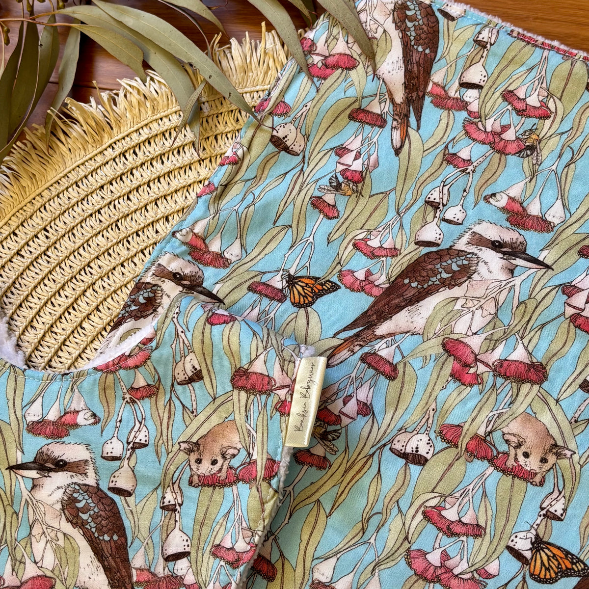 Baby Bib and Burp Cloth Set | Kookaburras and Possums | Ready to Ship