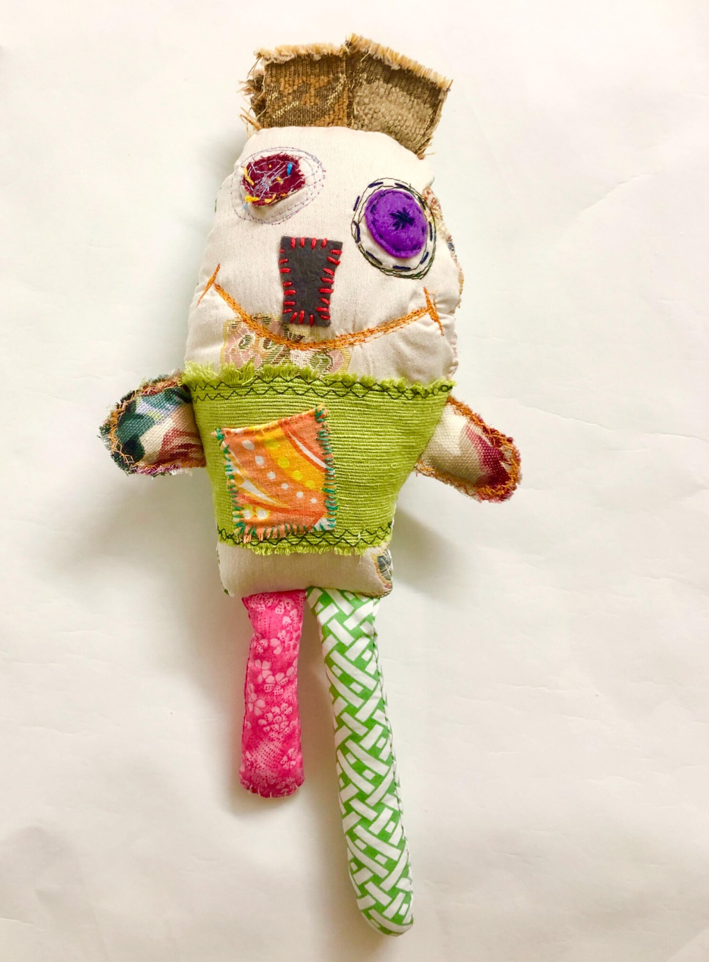 Fabric Monster Doll, Worry Doll, Softie Art Doll - Charlie
