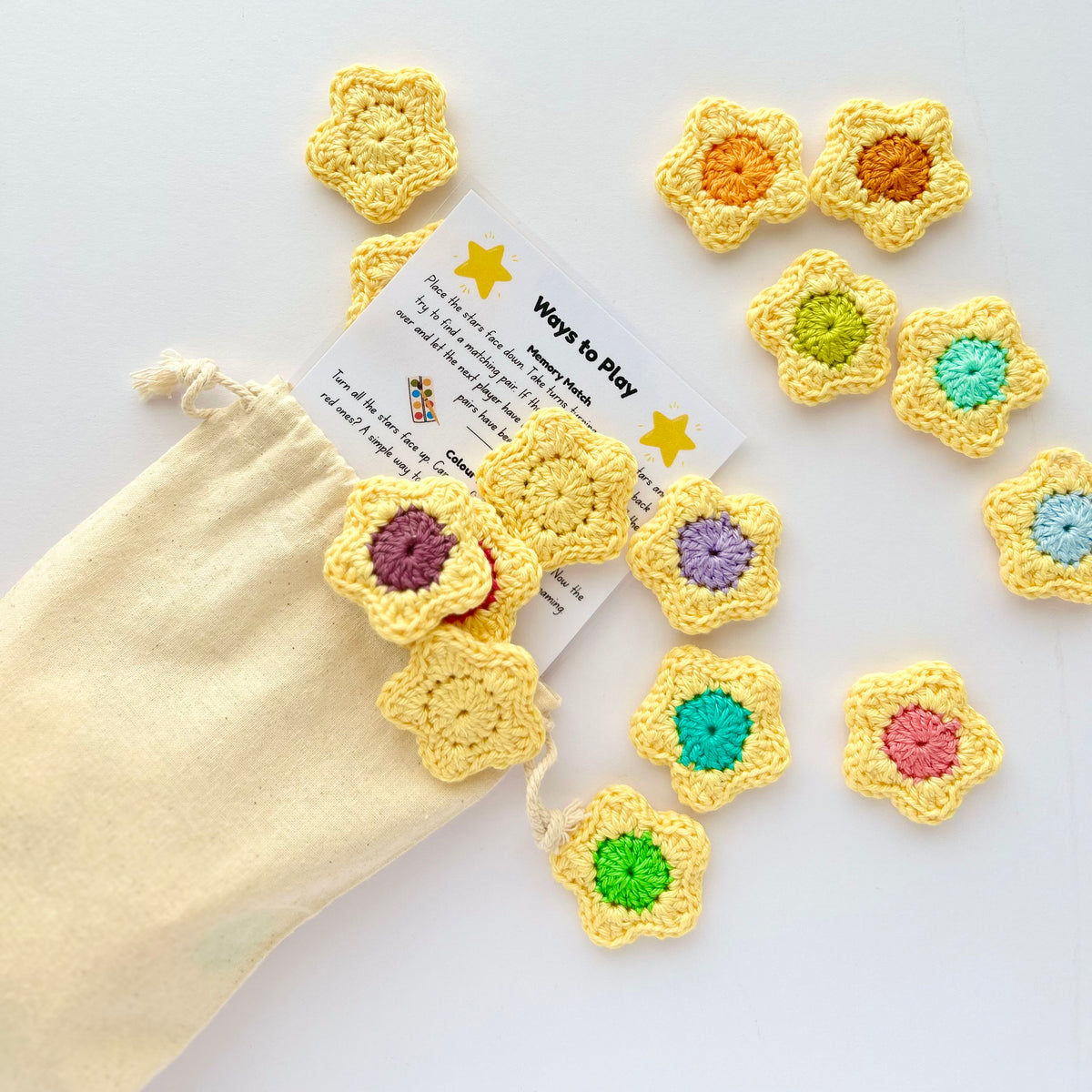 Little Star Match | Crochet Colour & Memory Game | Handmade Cotton Matching Game