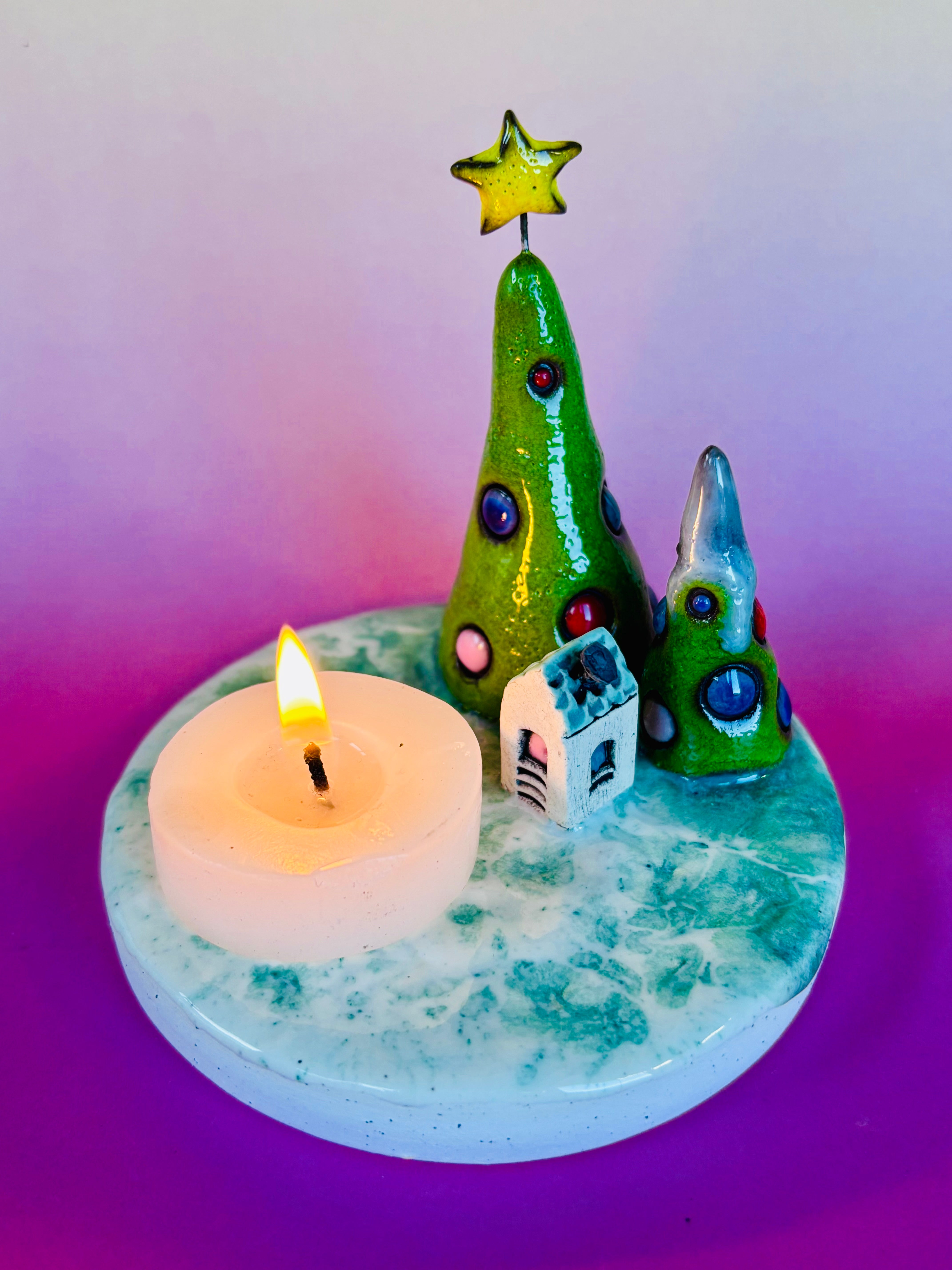 Handmade Earthenware Ceramic Christmas Tealight Holder 3
