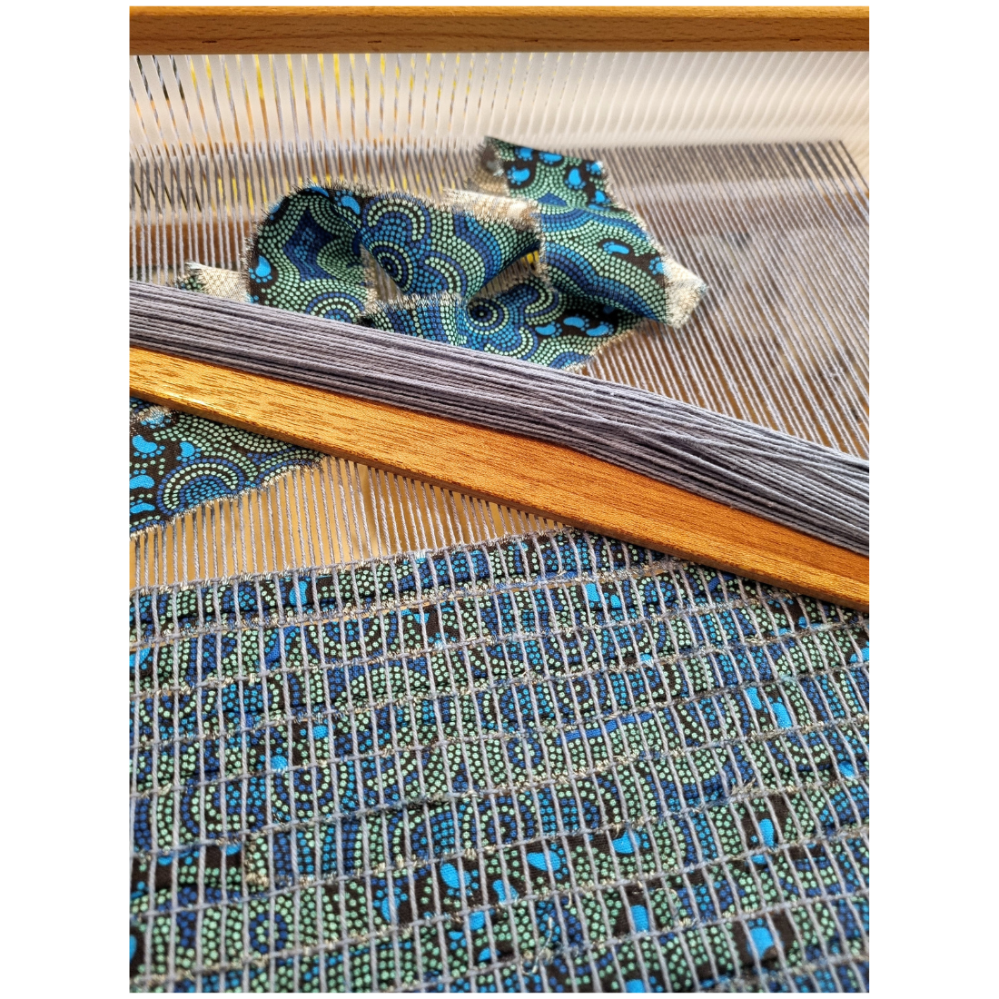 Handwoven blue fabric table runner
