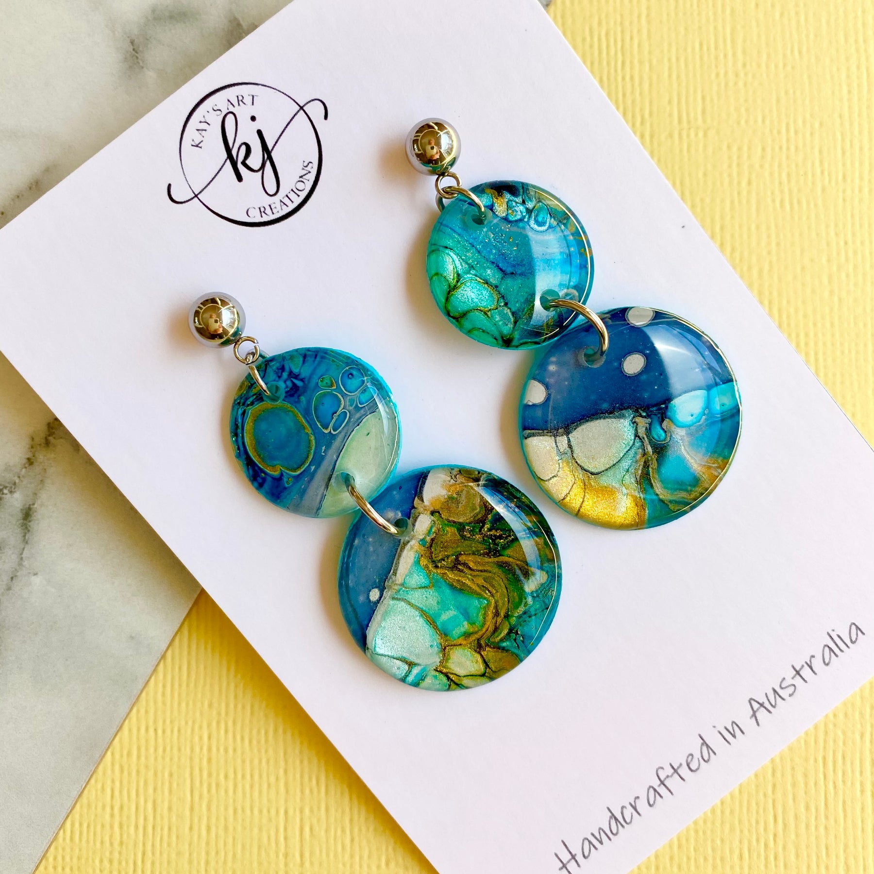 Artisan Hand Painted Stud Dangle Earrings