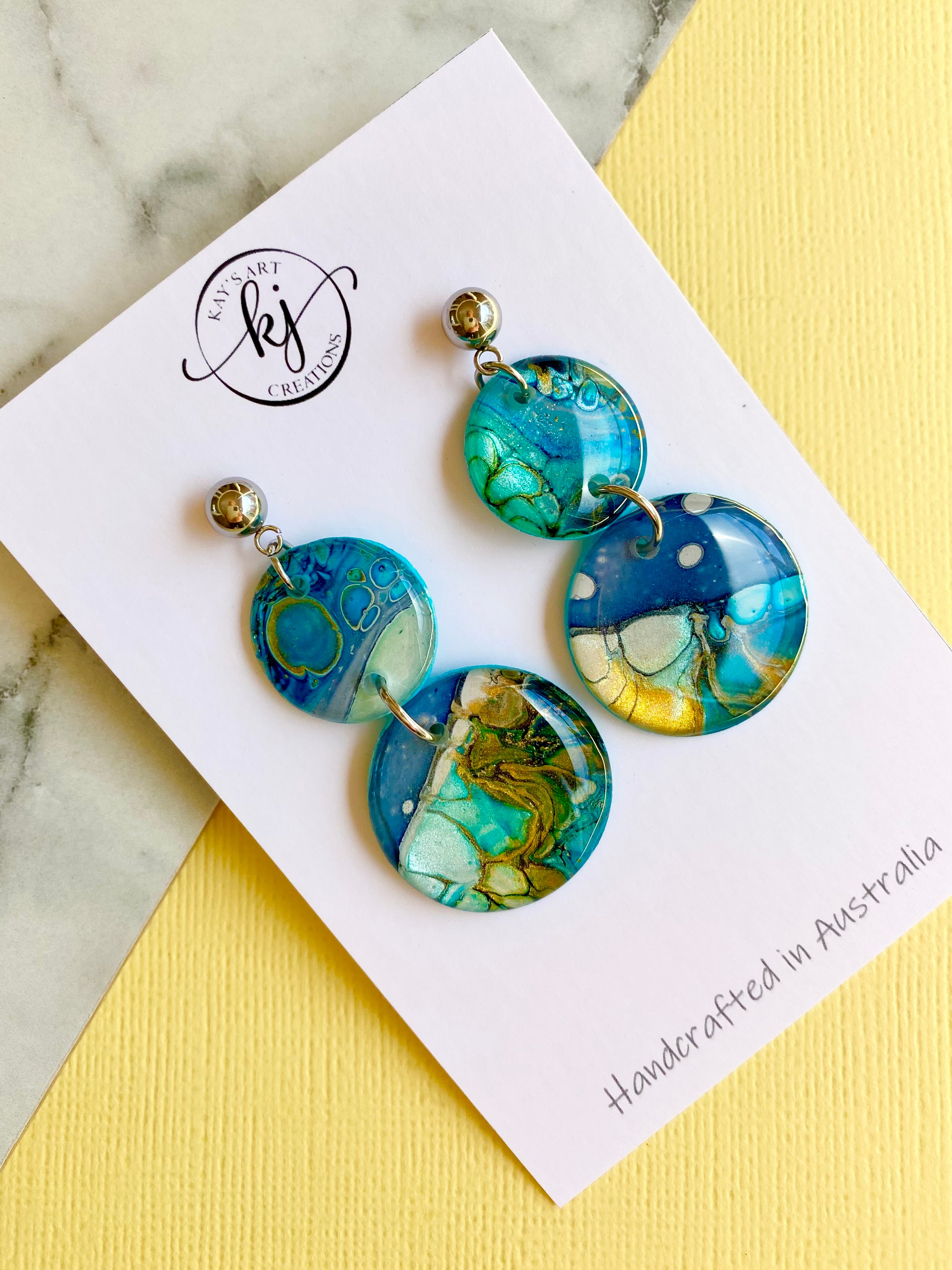 Artisan Hand Painted Stud Dangle Earrings