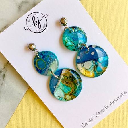 Artisan Hand Painted Stud Dangle Earrings