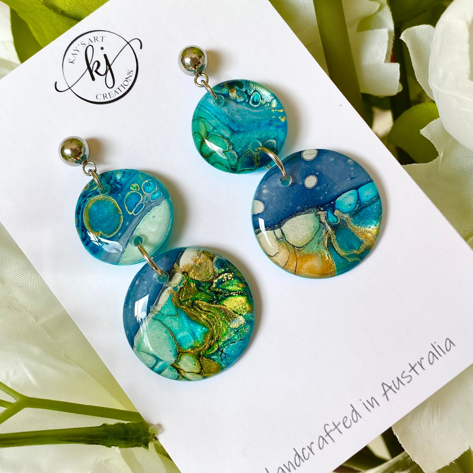 Artisan Hand Painted Stud Dangle Earrings