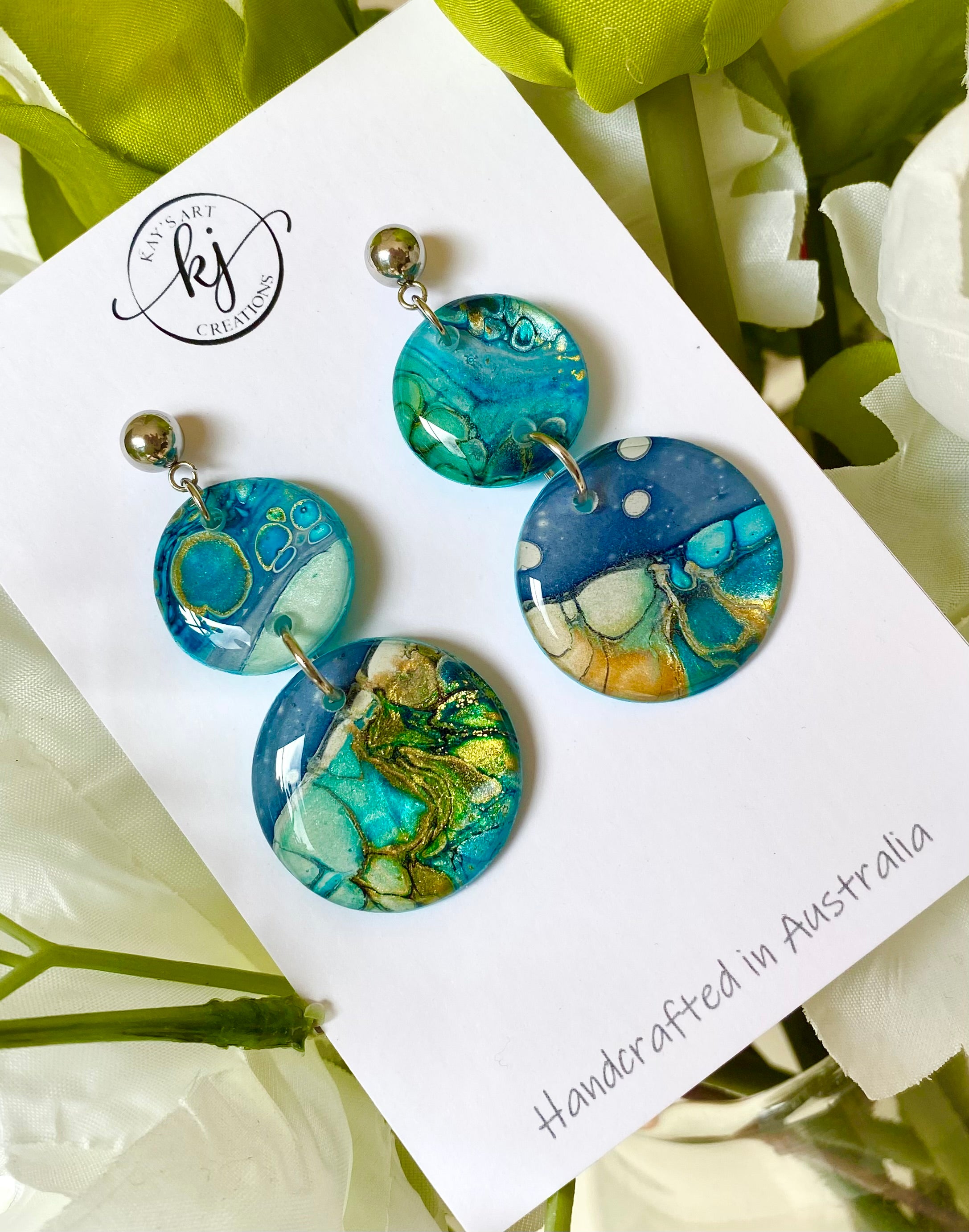 Artisan Hand Painted Stud Dangle Earrings