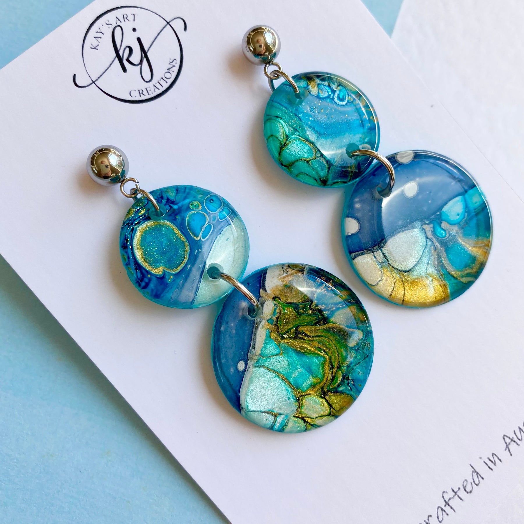 Artisan Hand Painted Stud Dangle Earrings