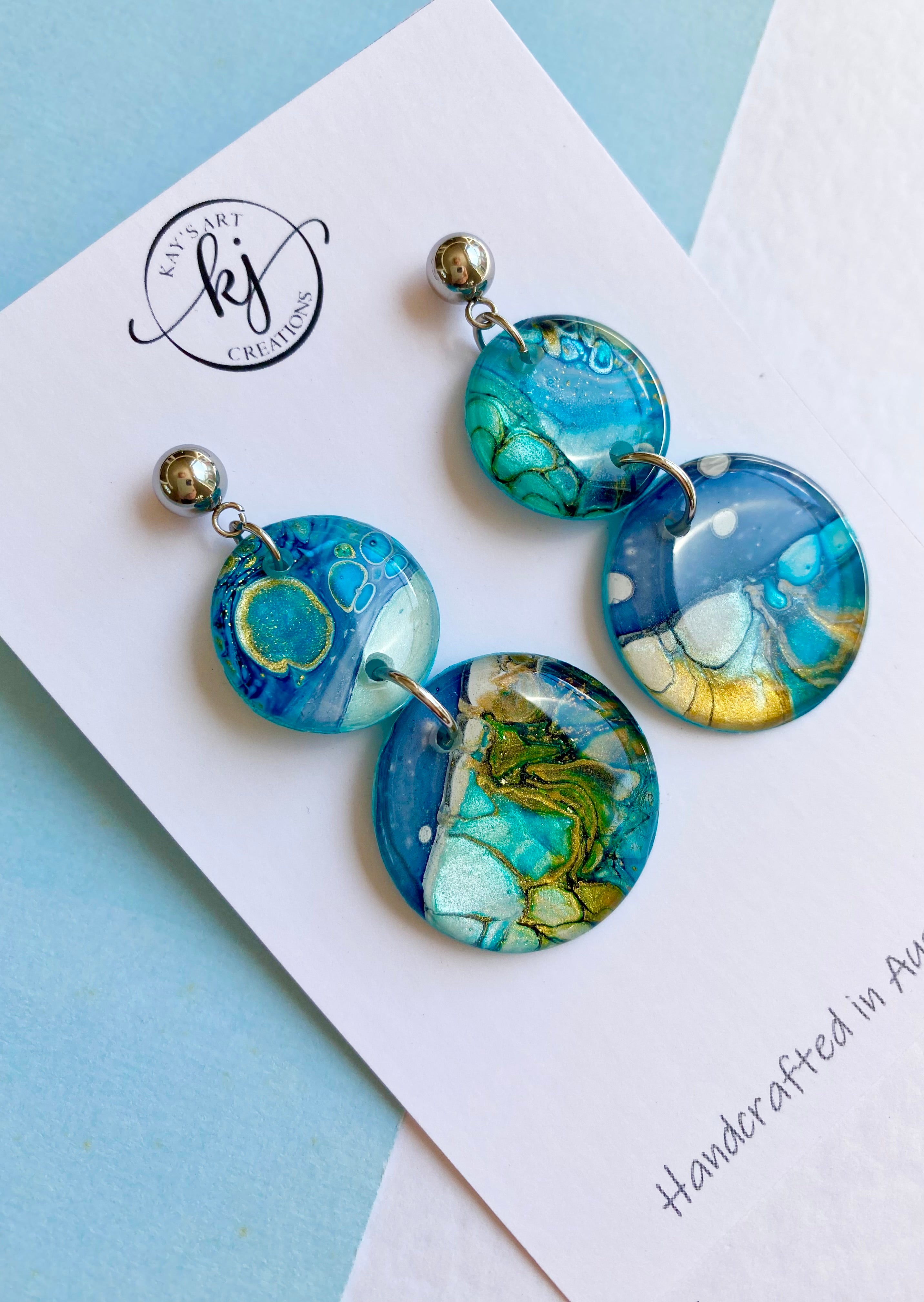 Artisan Hand Painted Stud Dangle Earrings