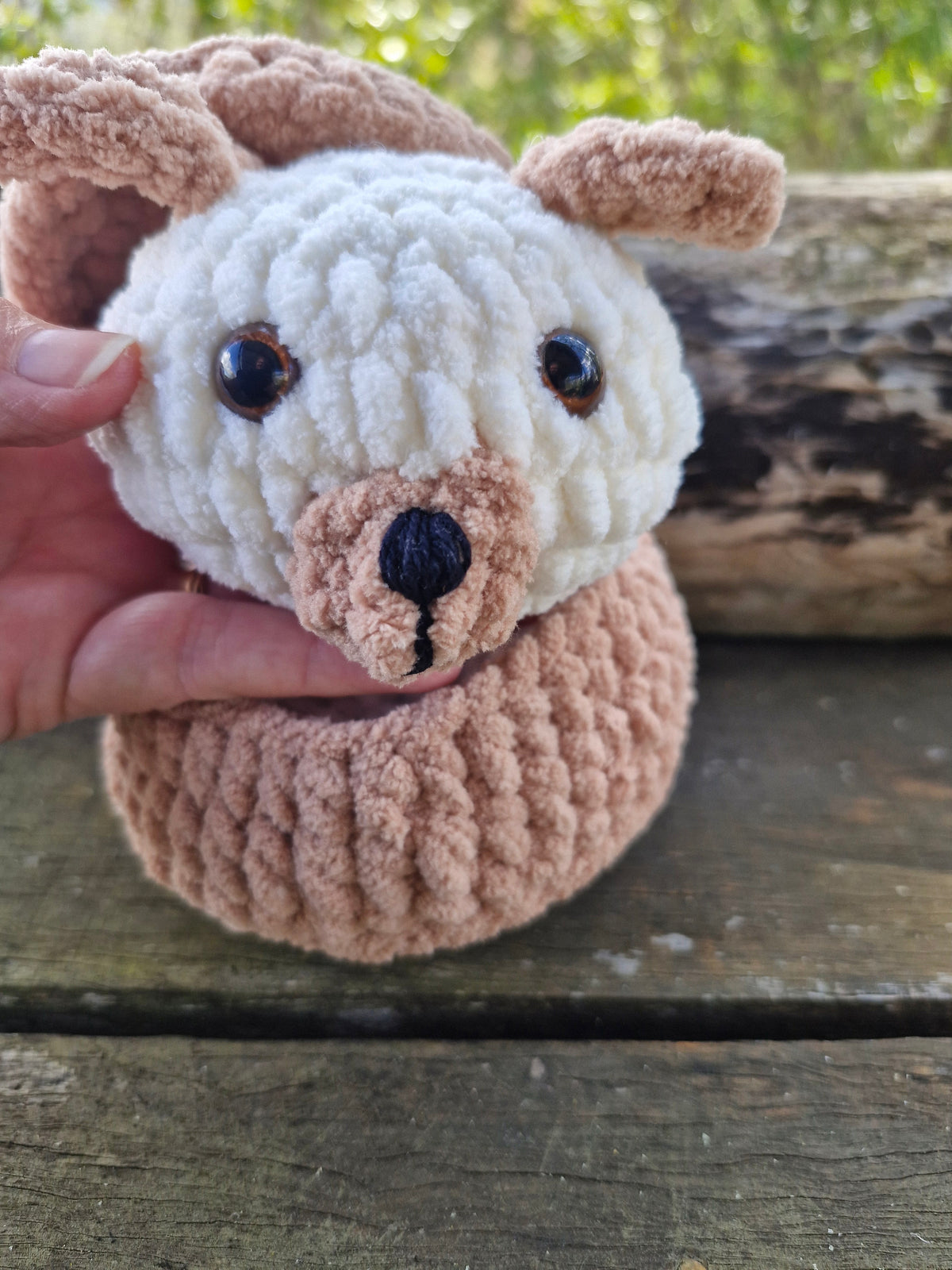Cute crochet Plushy Puppy Dumpling with Steamer Box