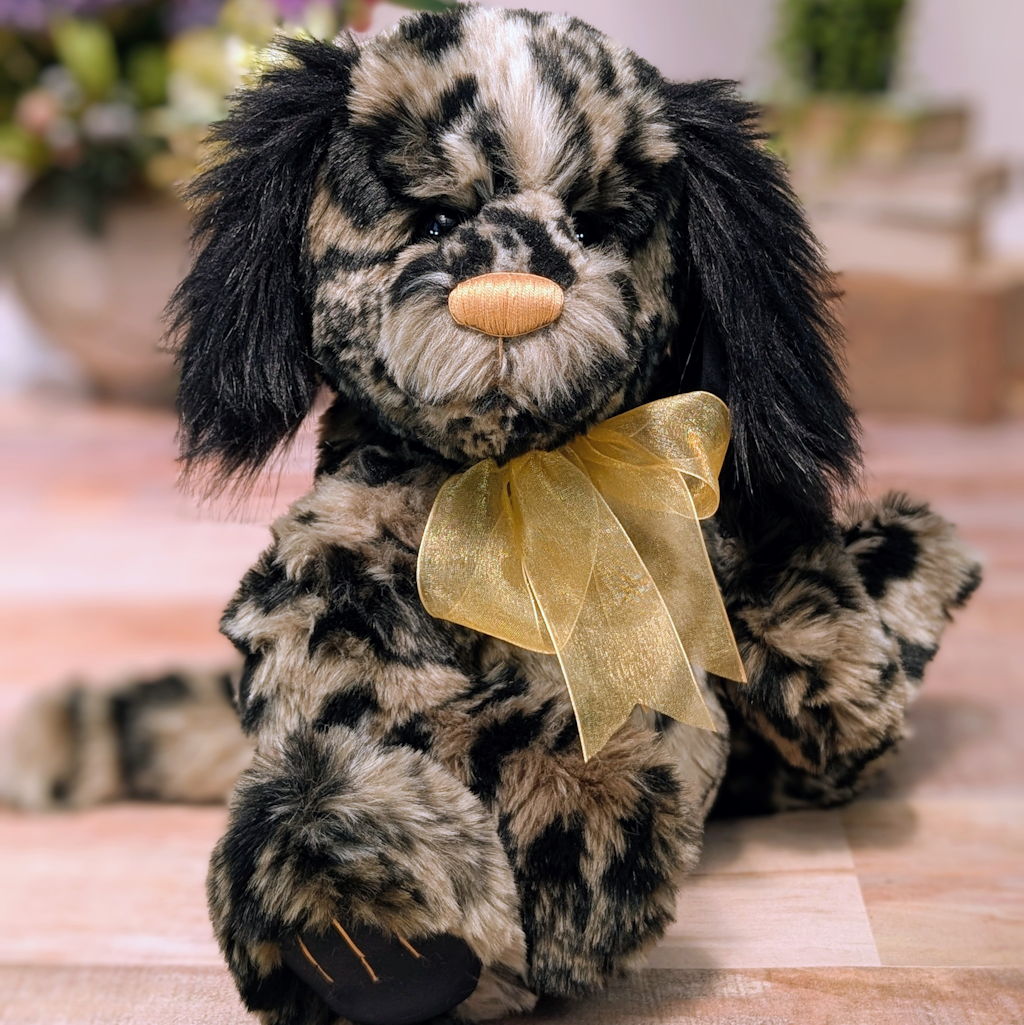 Handmade Faux Fur Plush Dog: One-of-a-Kind Artisan Spaniel
