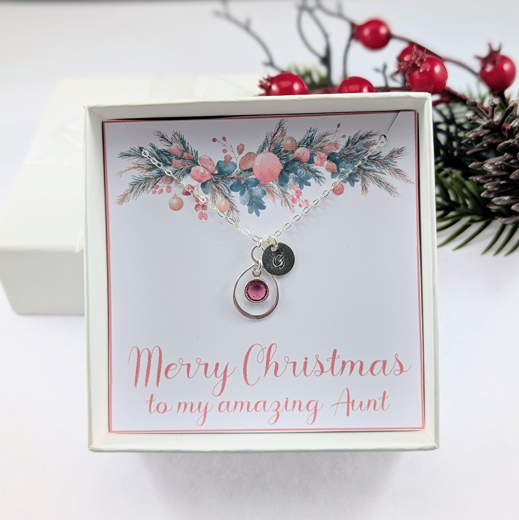 Aunt Christmas Gift Sterling Silver Personalized Necklace