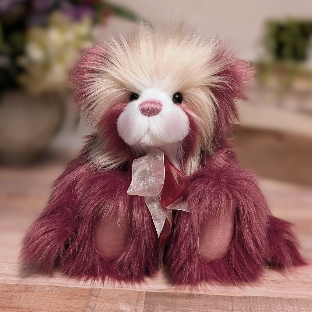 Handmade Raspberry Plush Artist Bear: Collectible One-of-a-Kind Teddy