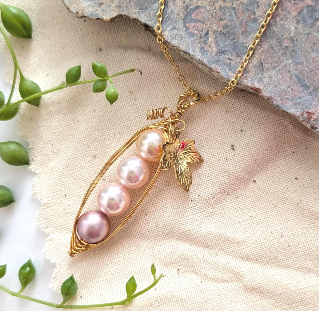 Four Peas In A Pod Necklace, Select Your Desired Pearls