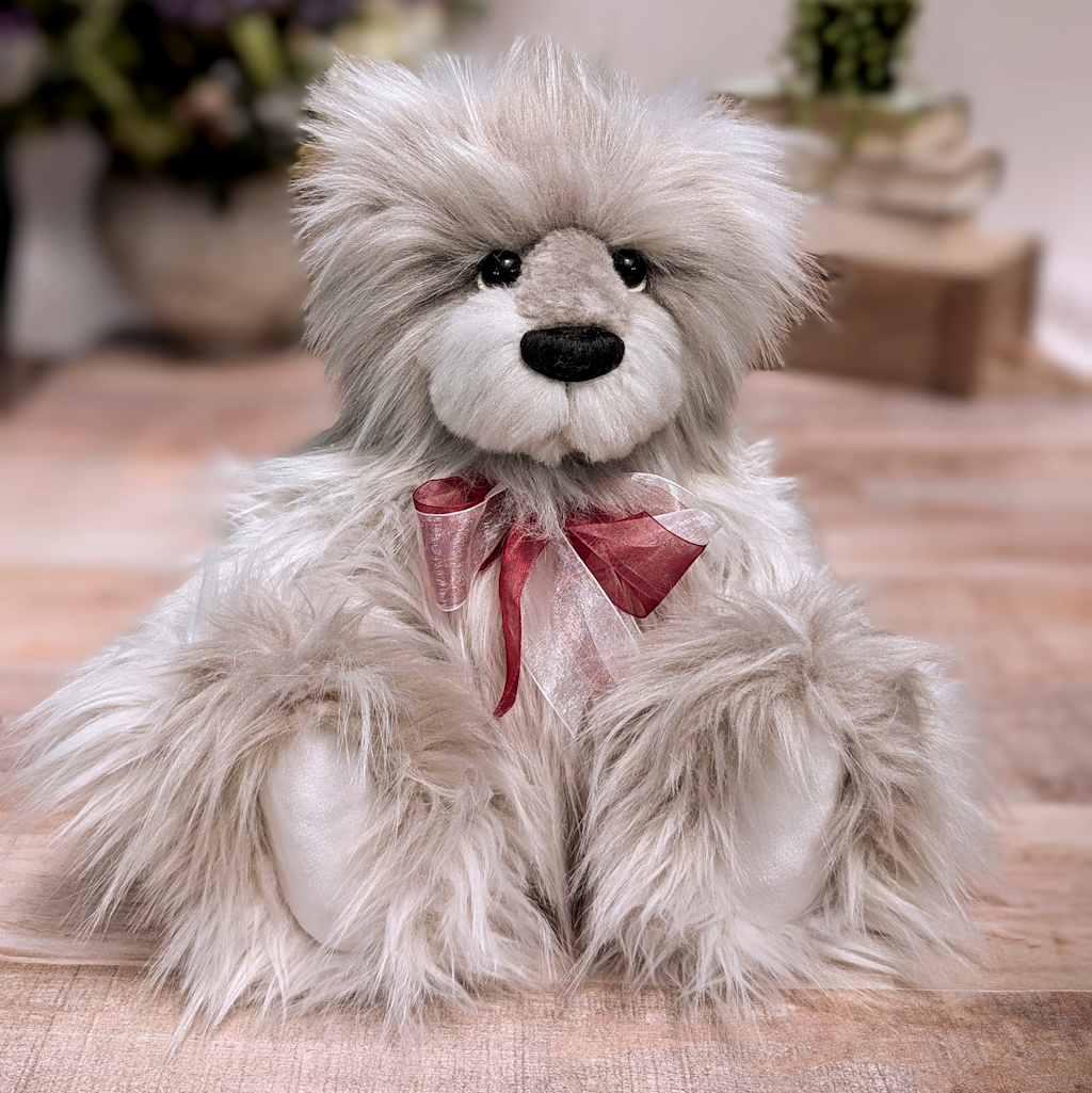 Handmade One-of-a-Kind Bear: Grey & White Collectible Bear