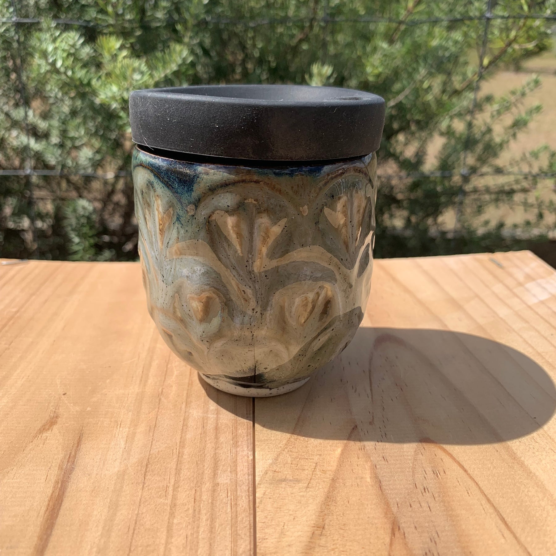 Handmade Ceramic Travel Mug - Tufted Charm