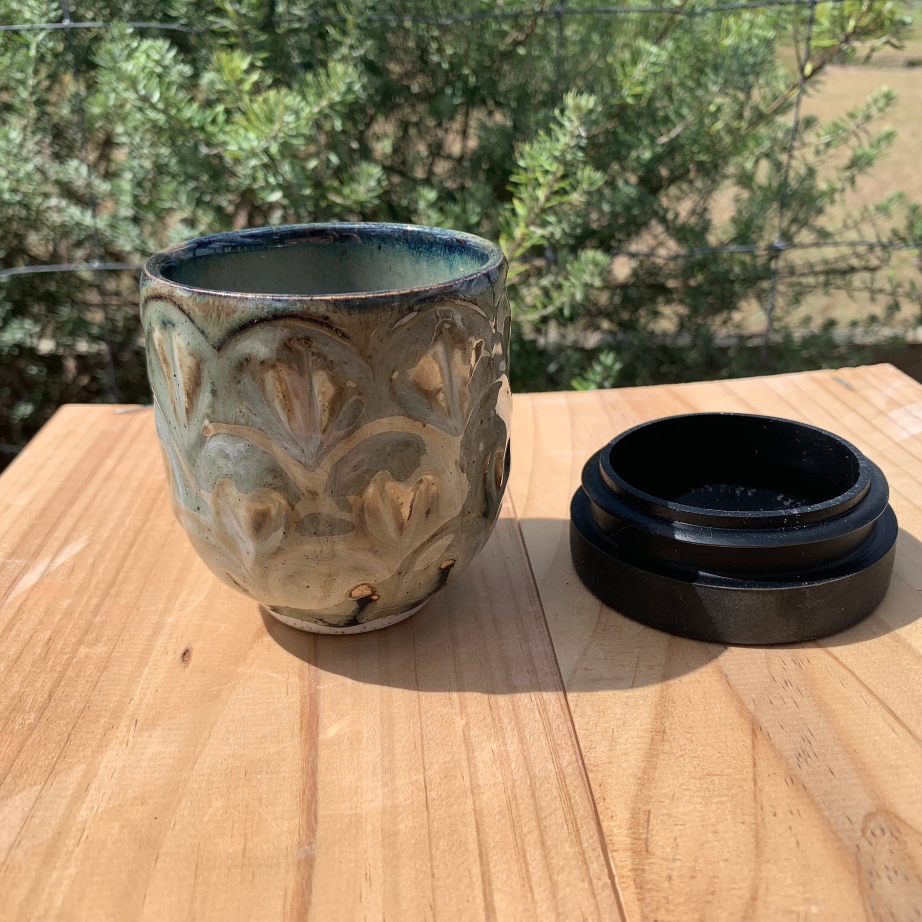Handmade Ceramic Travel Mug - Tufted Charm