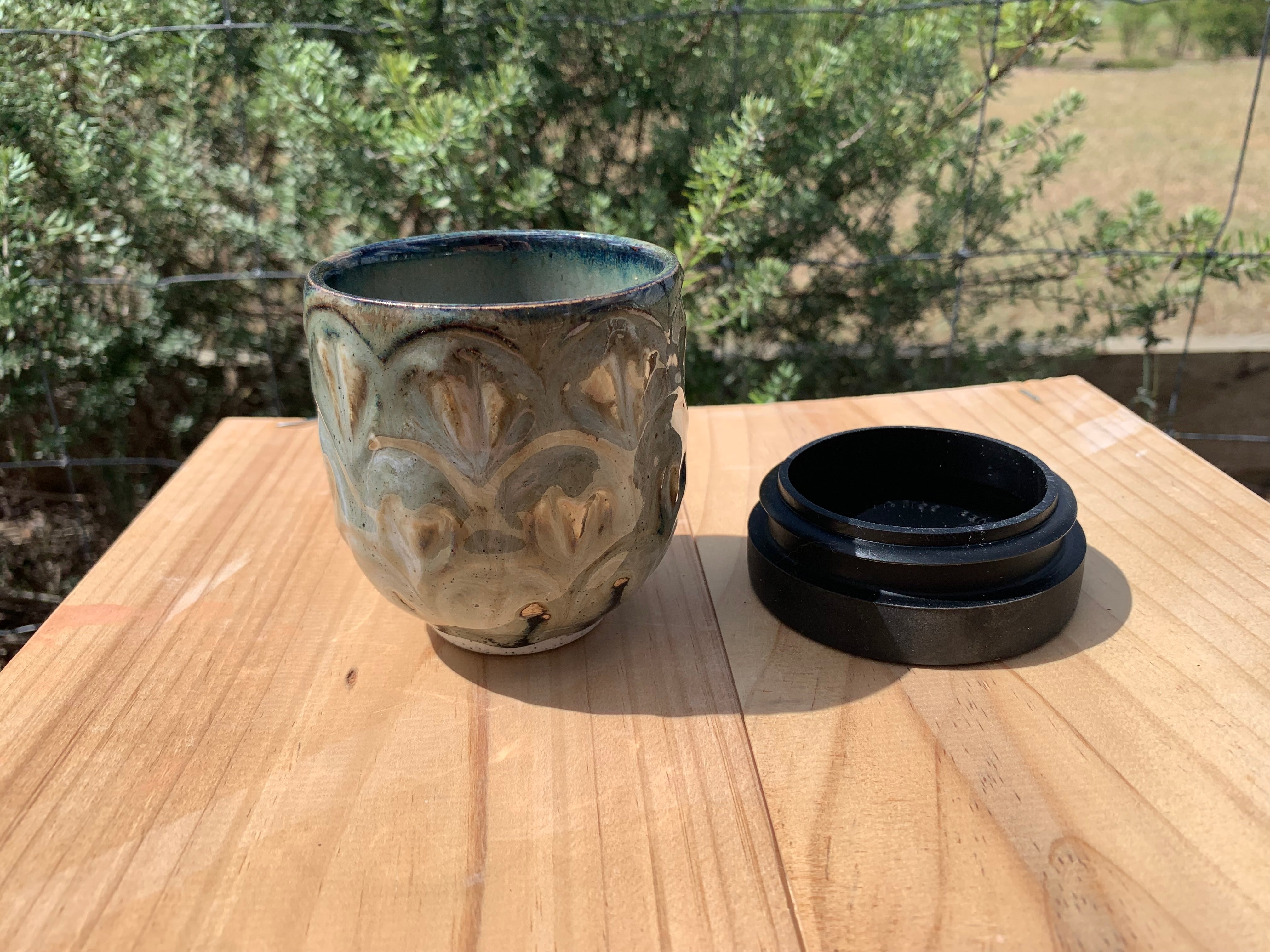 Handmade Ceramic Travel Mug - Tufted Charm