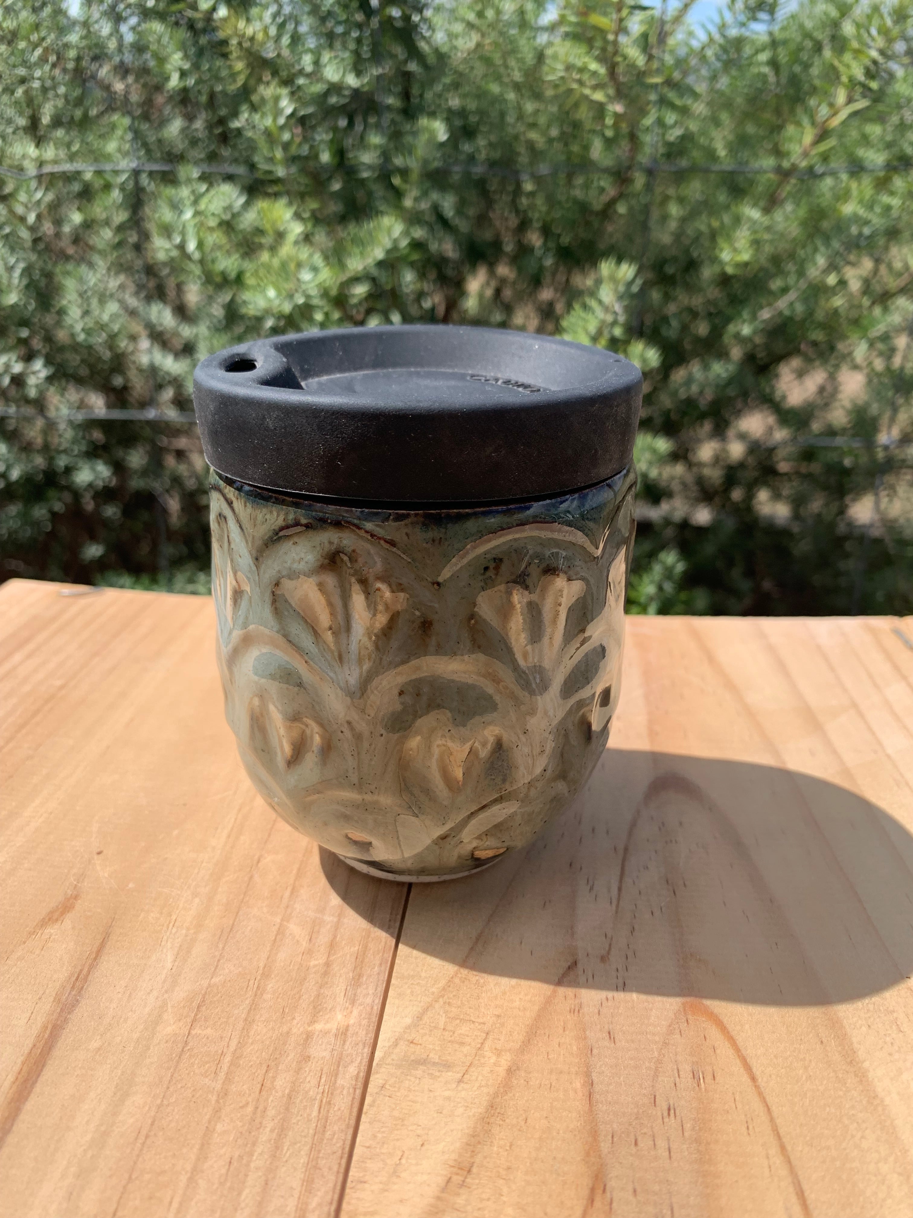 Handmade Ceramic Travel Mug - Tufted Charm