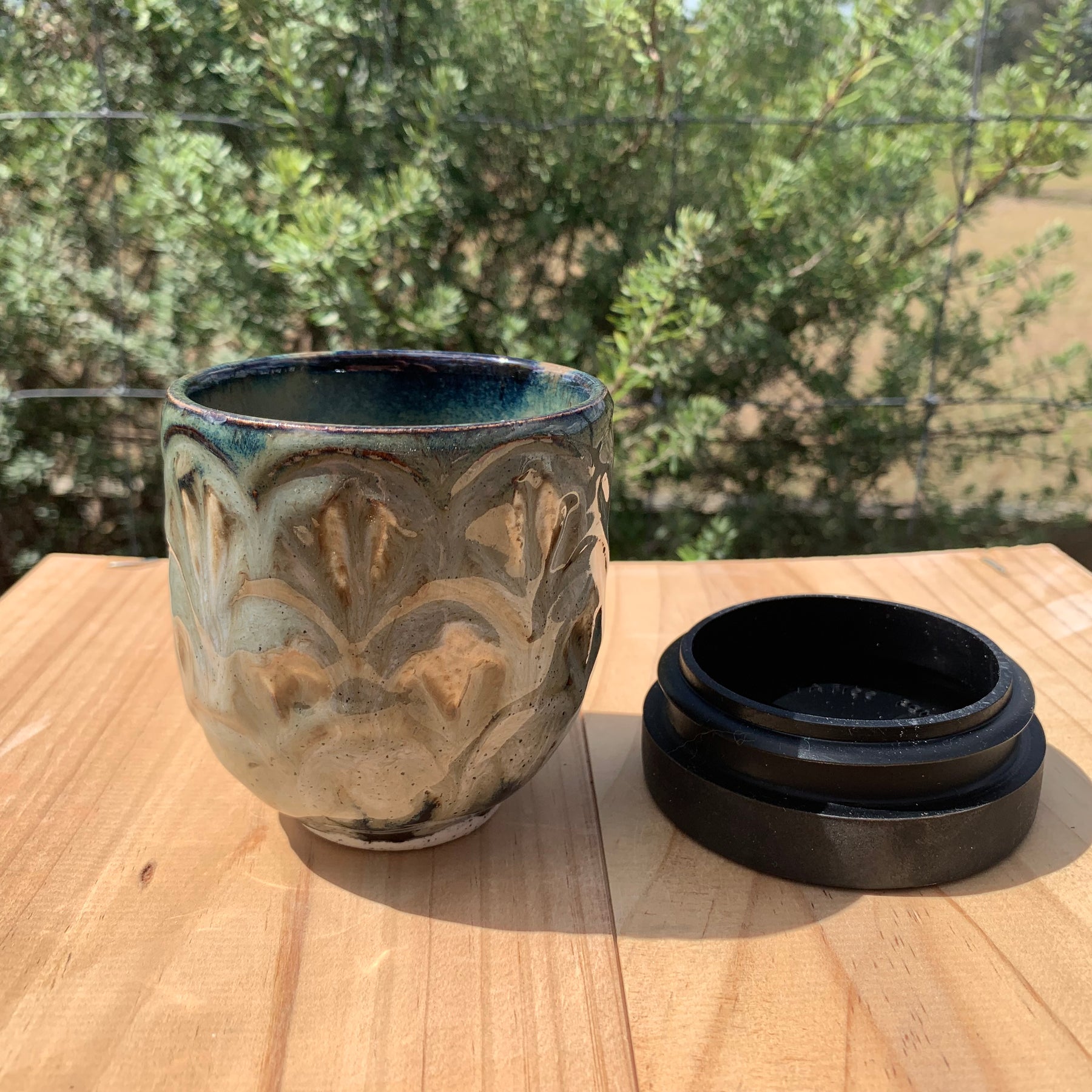 Handmade Ceramic Travel Mug - Tufted Charm