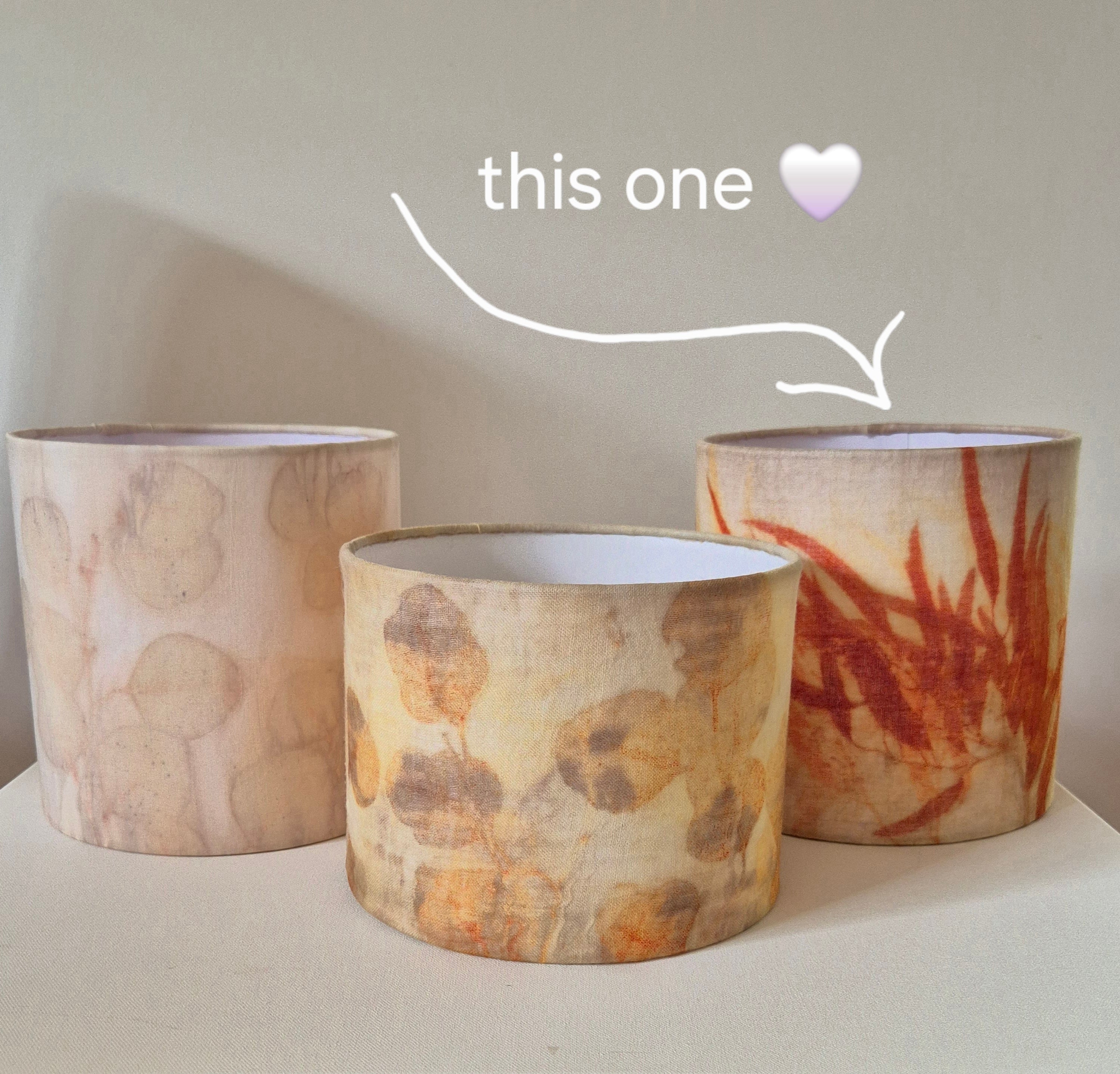 Bespoke lampshade with hand printed wool fabric