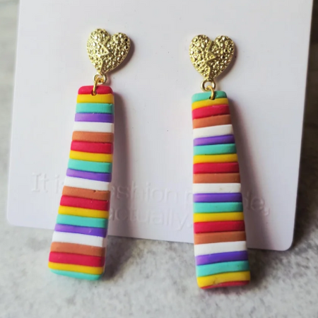 Rainbow Striped Heart Drops