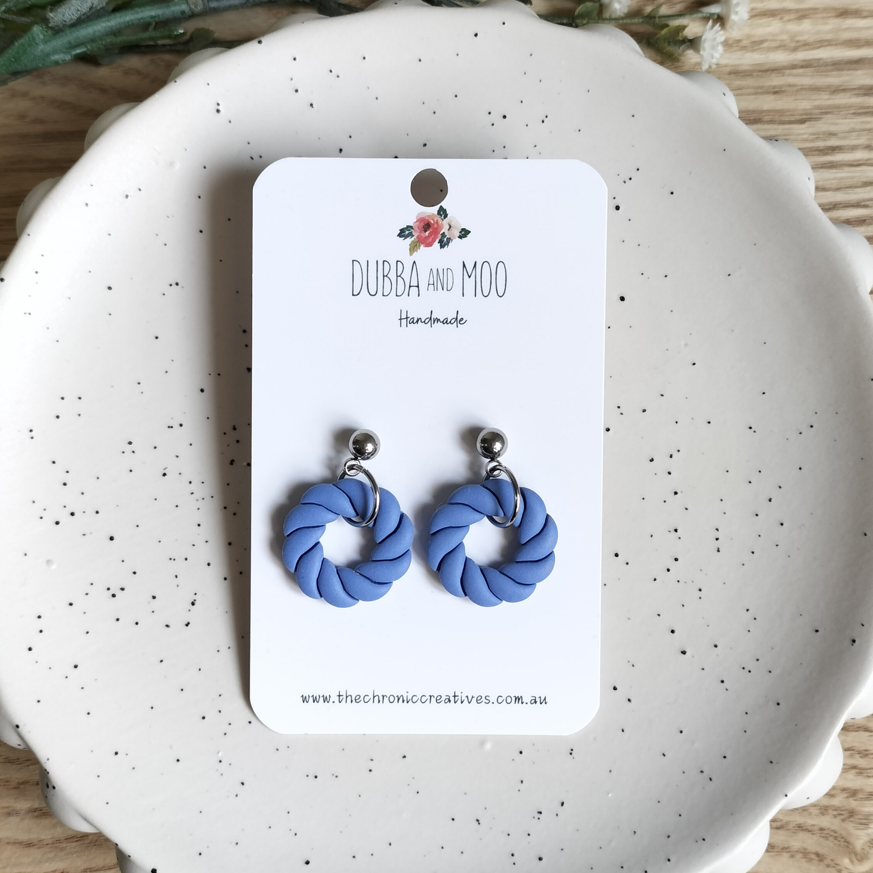 Round Twist Polymer Clay Dangle Earrings - Assorted Styles